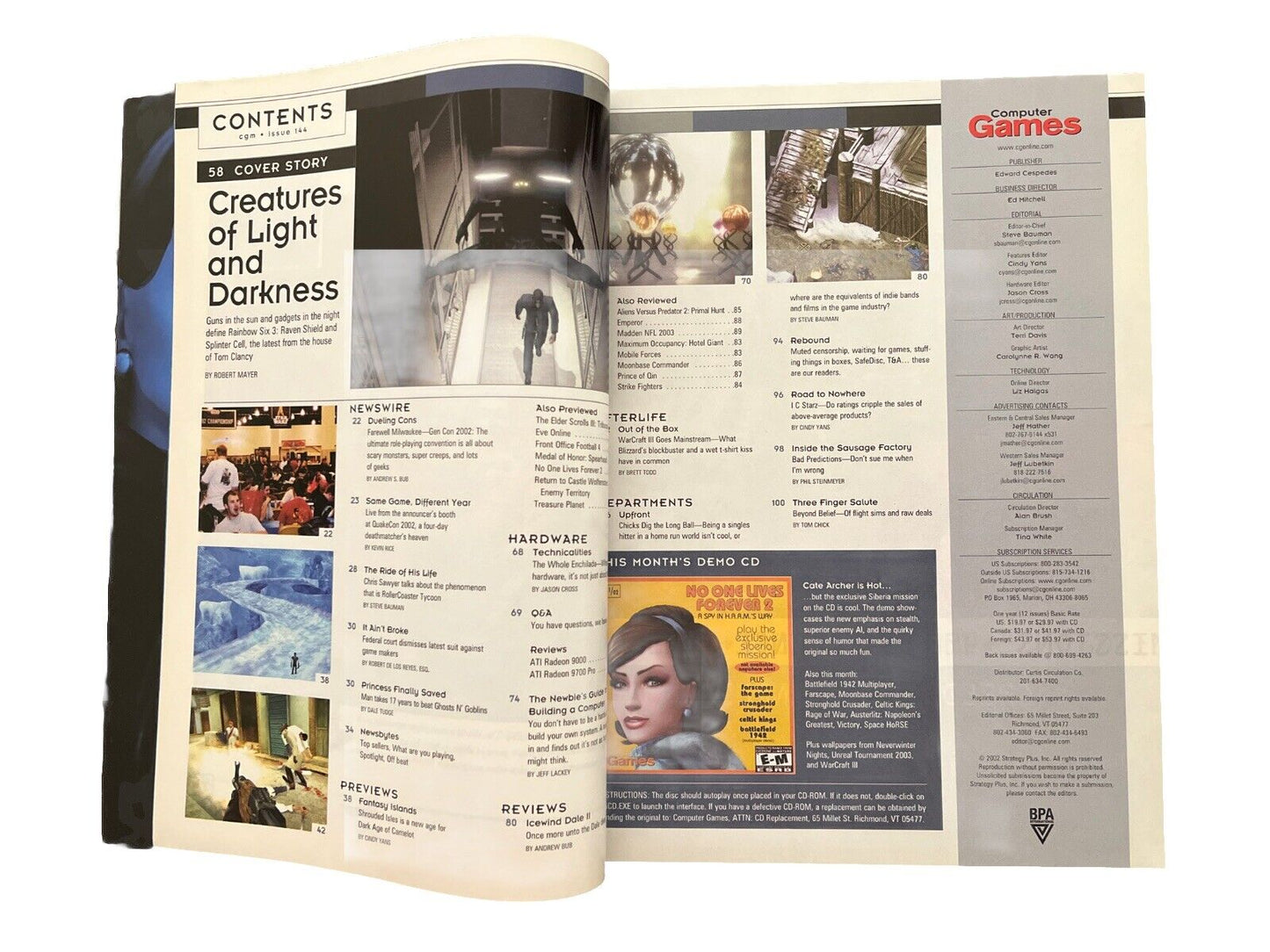 Computer Games Magazine November 2002 #144 Rainbow Six 3 & Splinters Cell