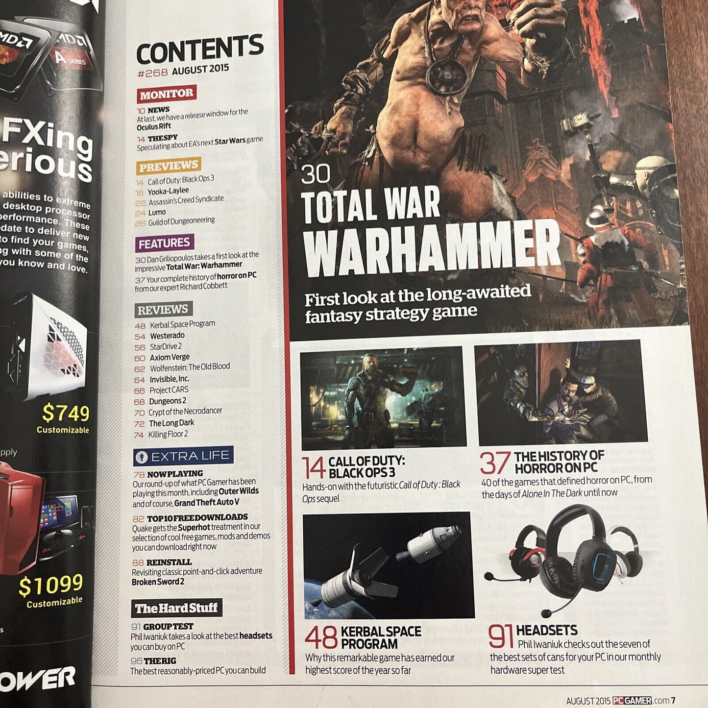 #268 AUGUST 2015 PC GAMER video game Computer Game magazine TOTAL WAR WARHAMMER