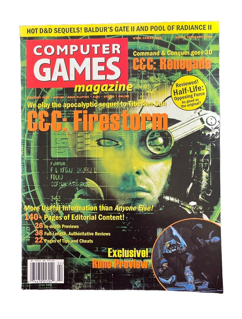 Vintage Collectable Computer Games Magazine #111 February 2000 - C&C: Firestorm