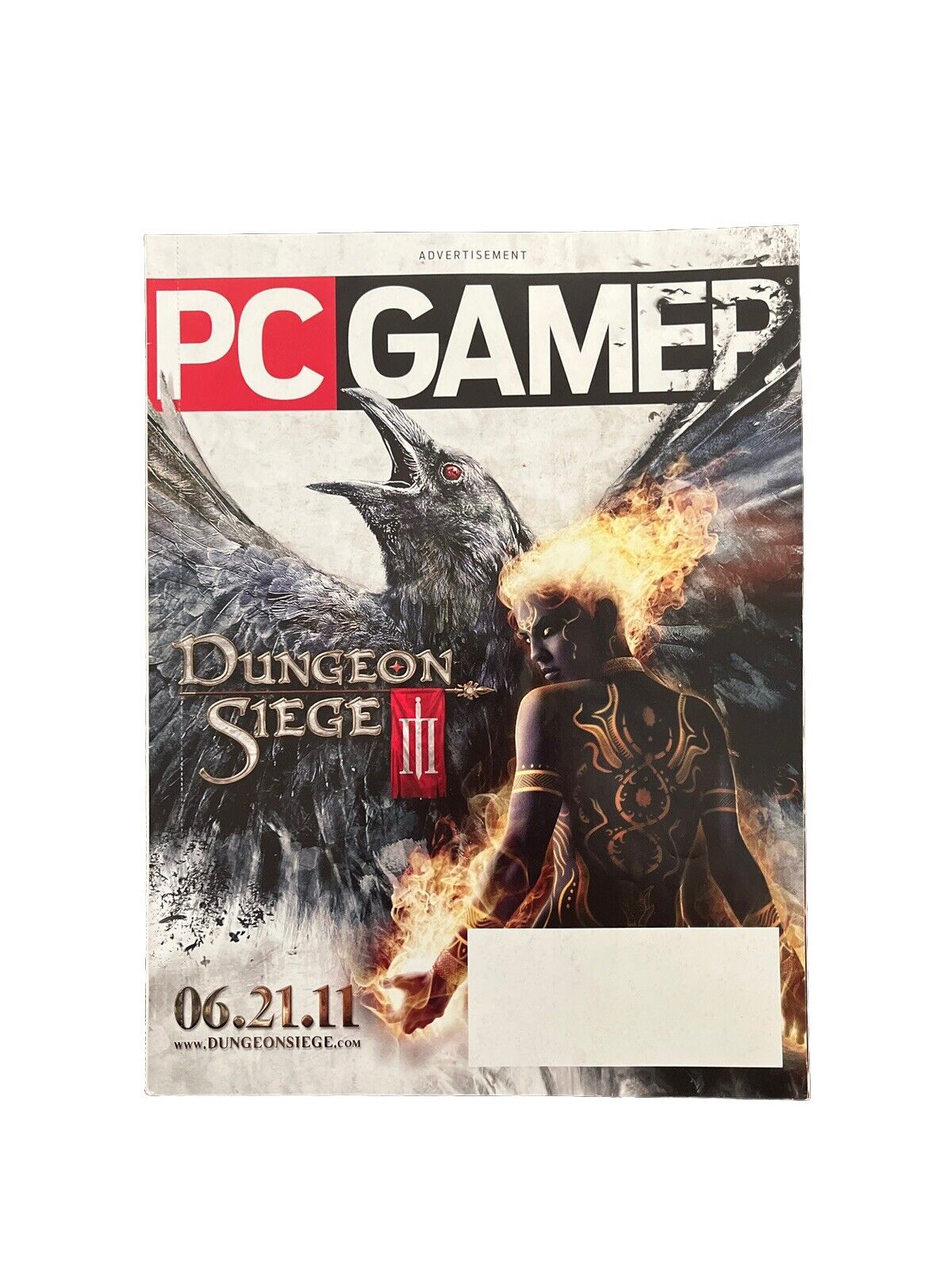 July 2011 PC Gamer Vintage Video Game Magazine #215 Dungeon Siege Mass Effect3