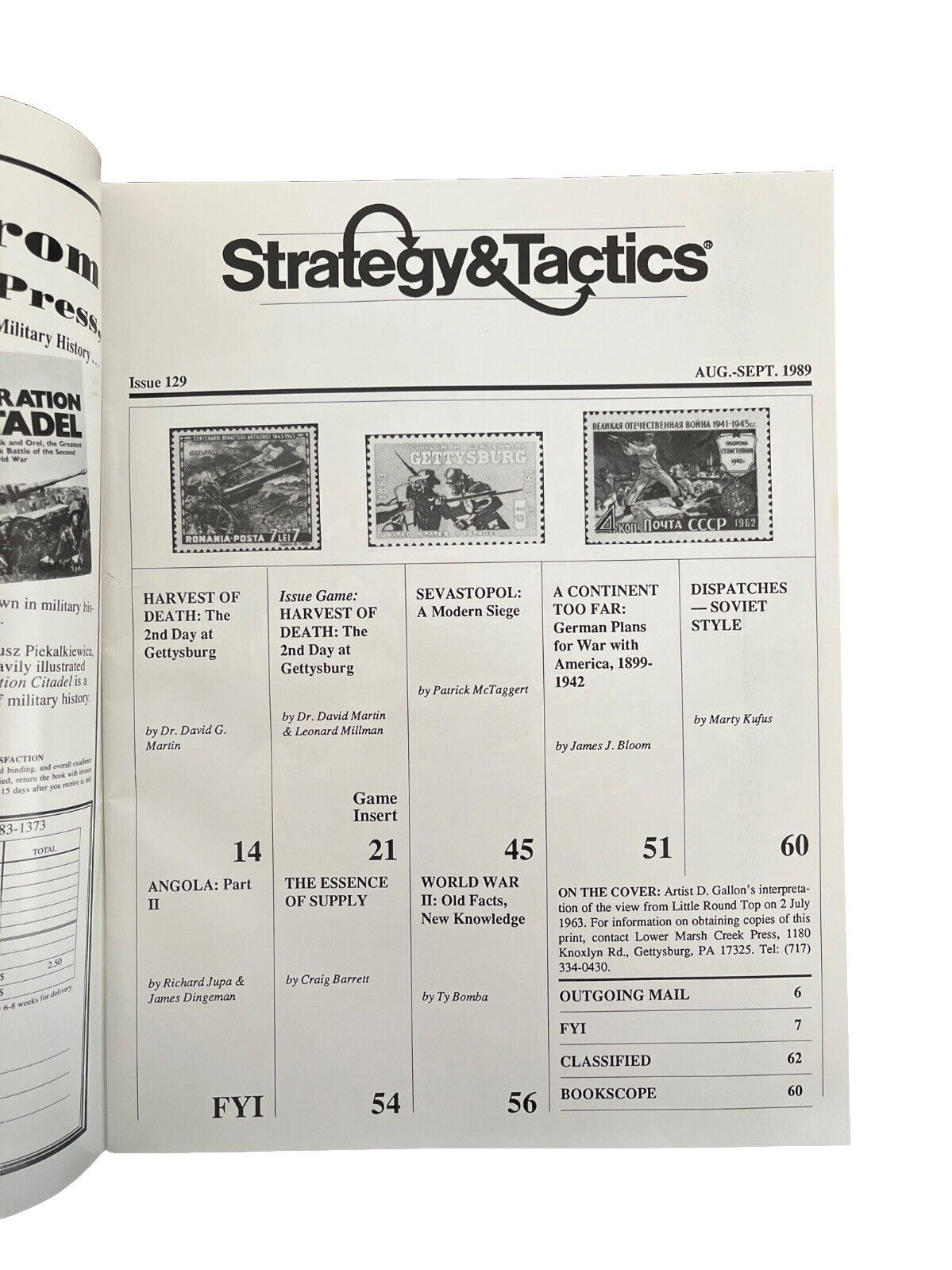 Strategy & Tactics Magazine #129 Harvest Of Death: The 2nd Day At Gettysburg