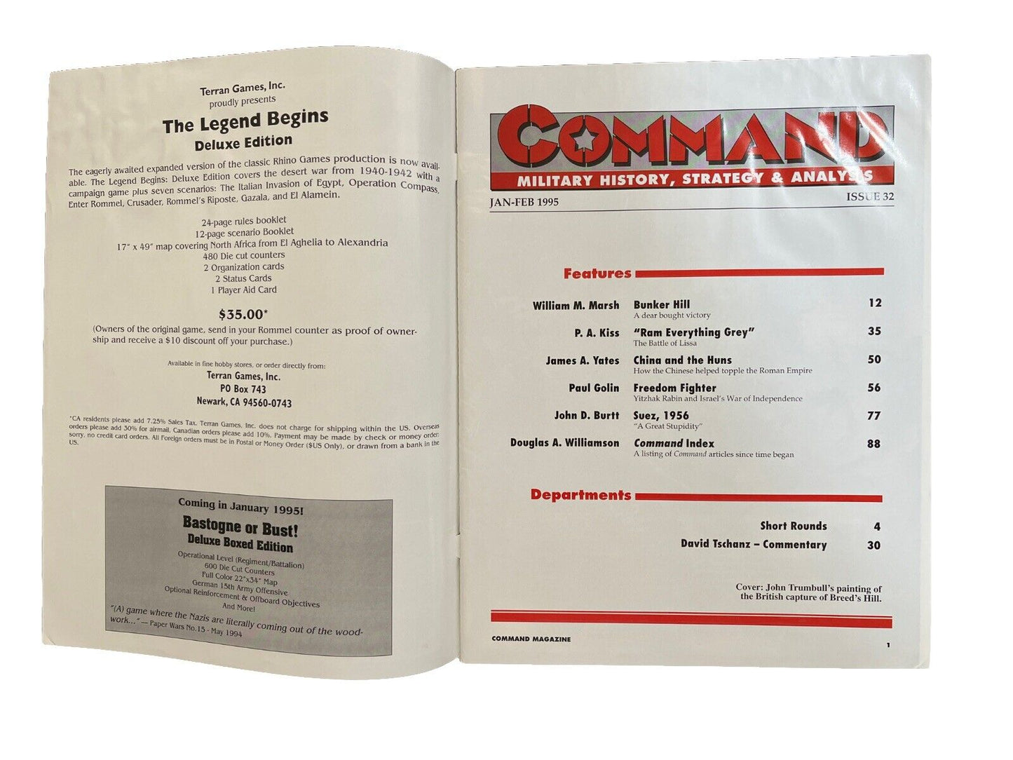 XTR Collectable Command Military History Wargame Magazine #32 1995 - Bunker Hill