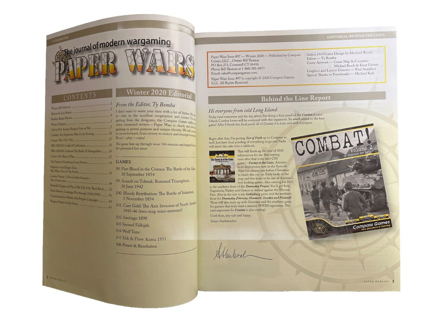 Compass Games Paper Wars Magazine #97 With Historical Board Game - Galicia 1914