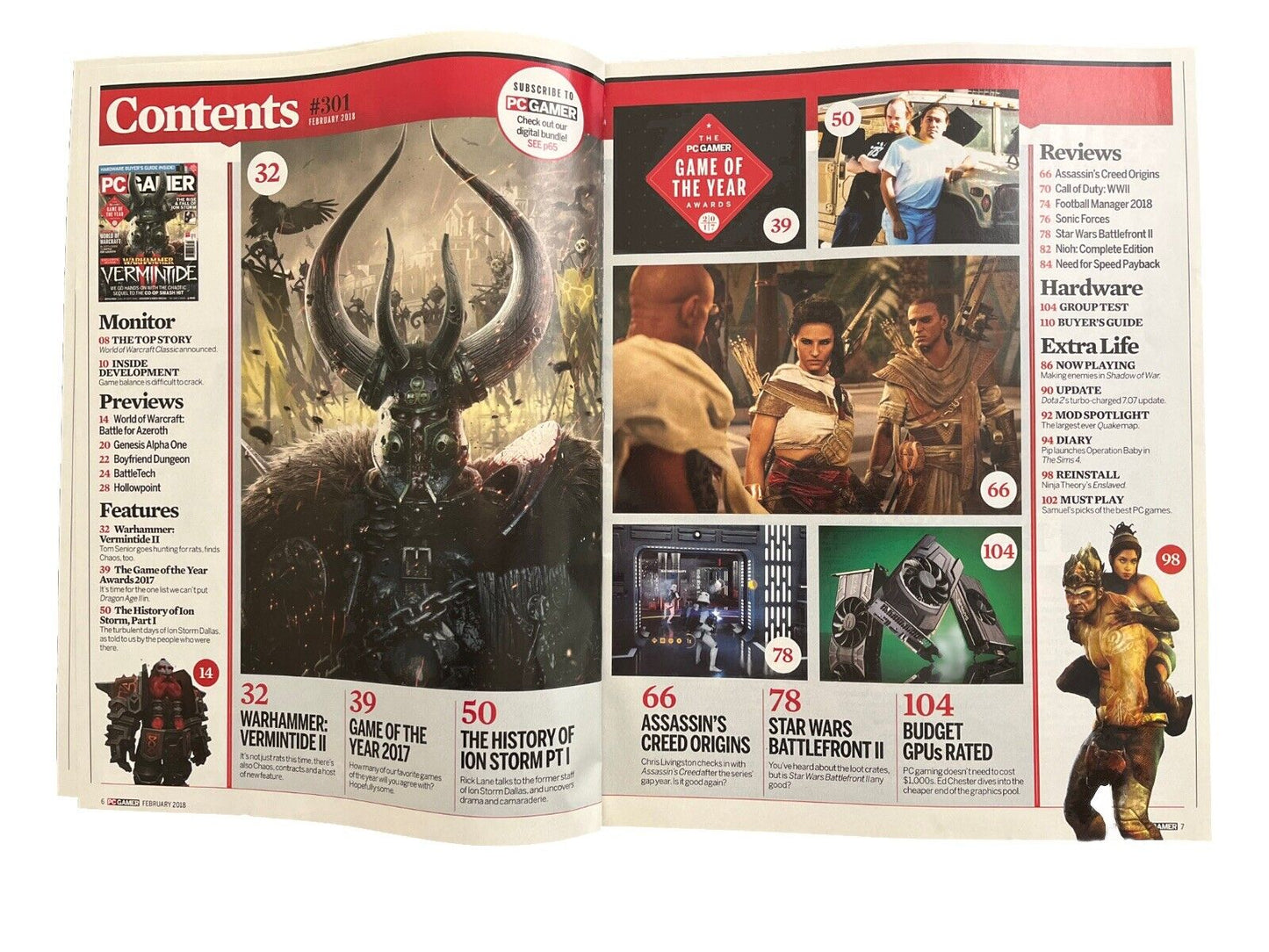 PC GAMER #301 Warhammer Vermintide February 2018 Video Game Magazine