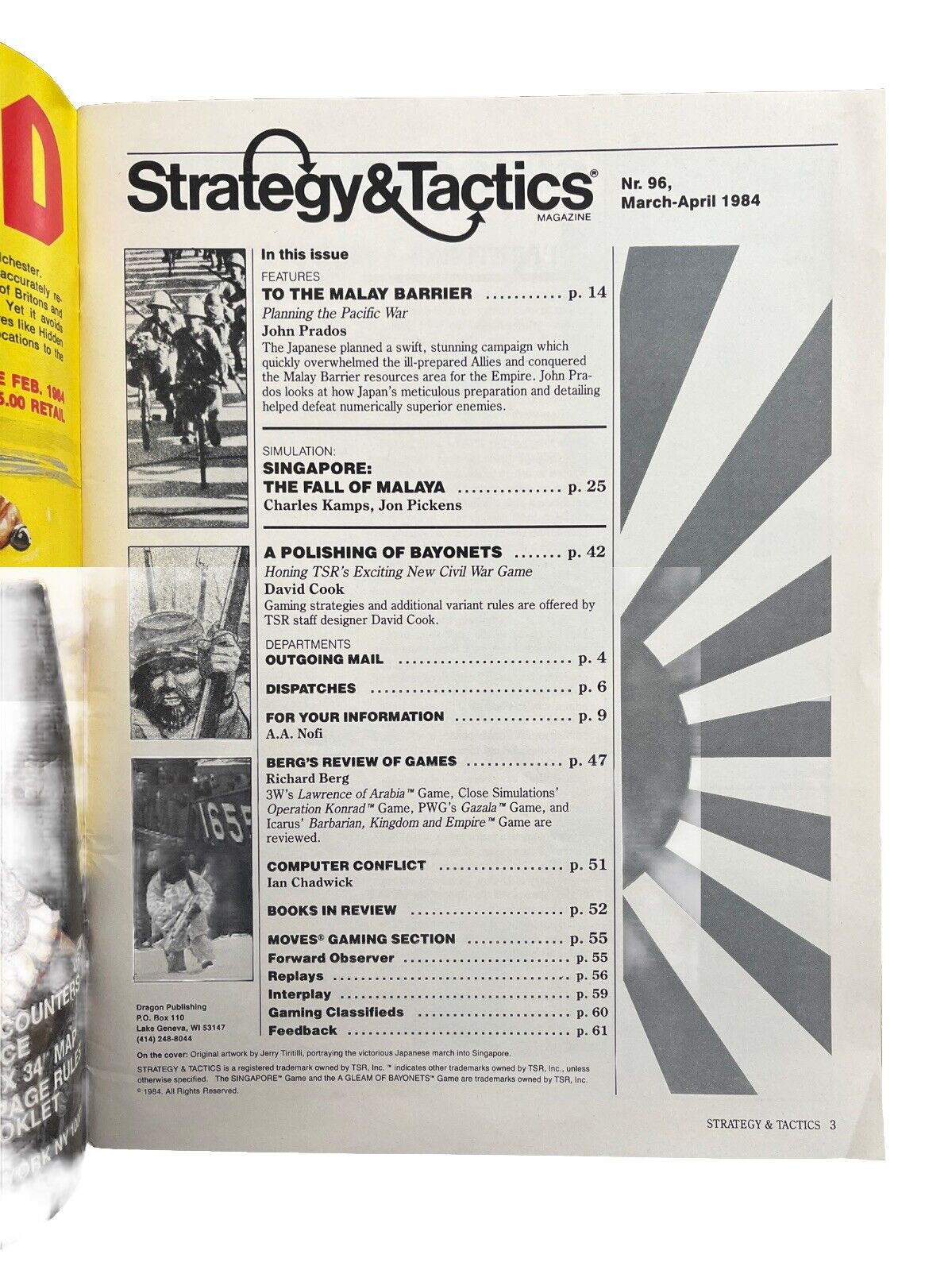 Vintage Strategy & Tactics Historical Wargame Magazine #96 1984 Singapore
