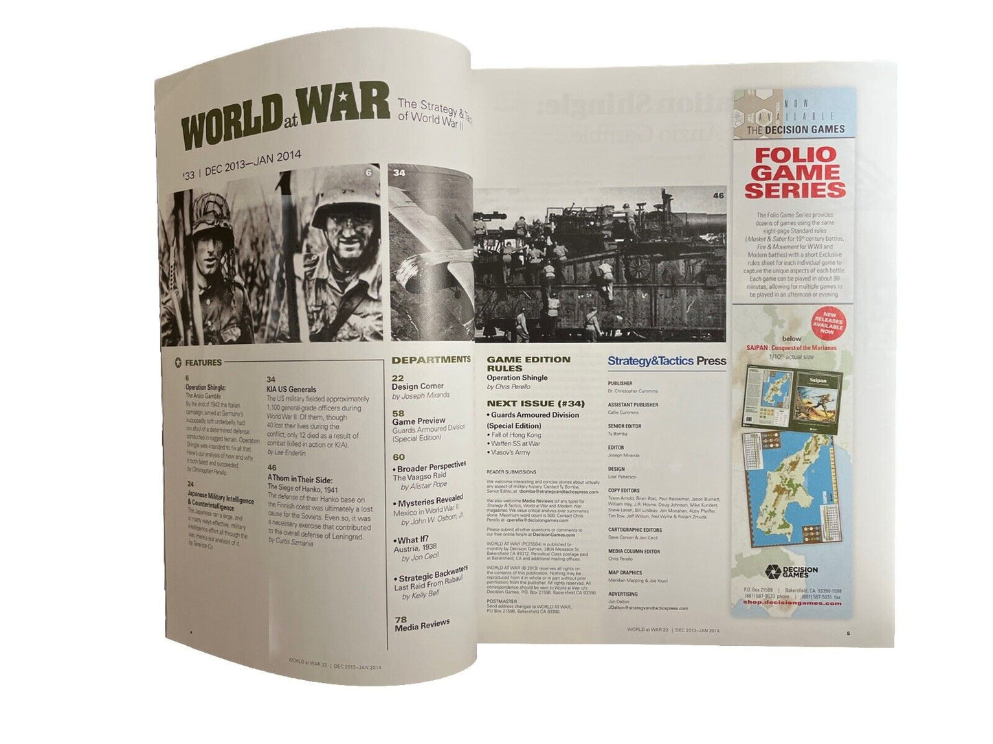 World At War Magazine #33 With History Board Game - Operation Shingle Anzio 1944