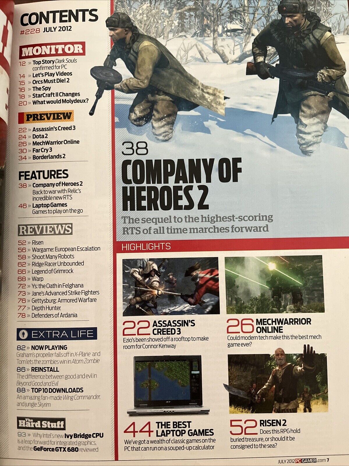 PC Gamer Video Game Magazine #228 July 2012 World Exclusive Company of Heroes 2