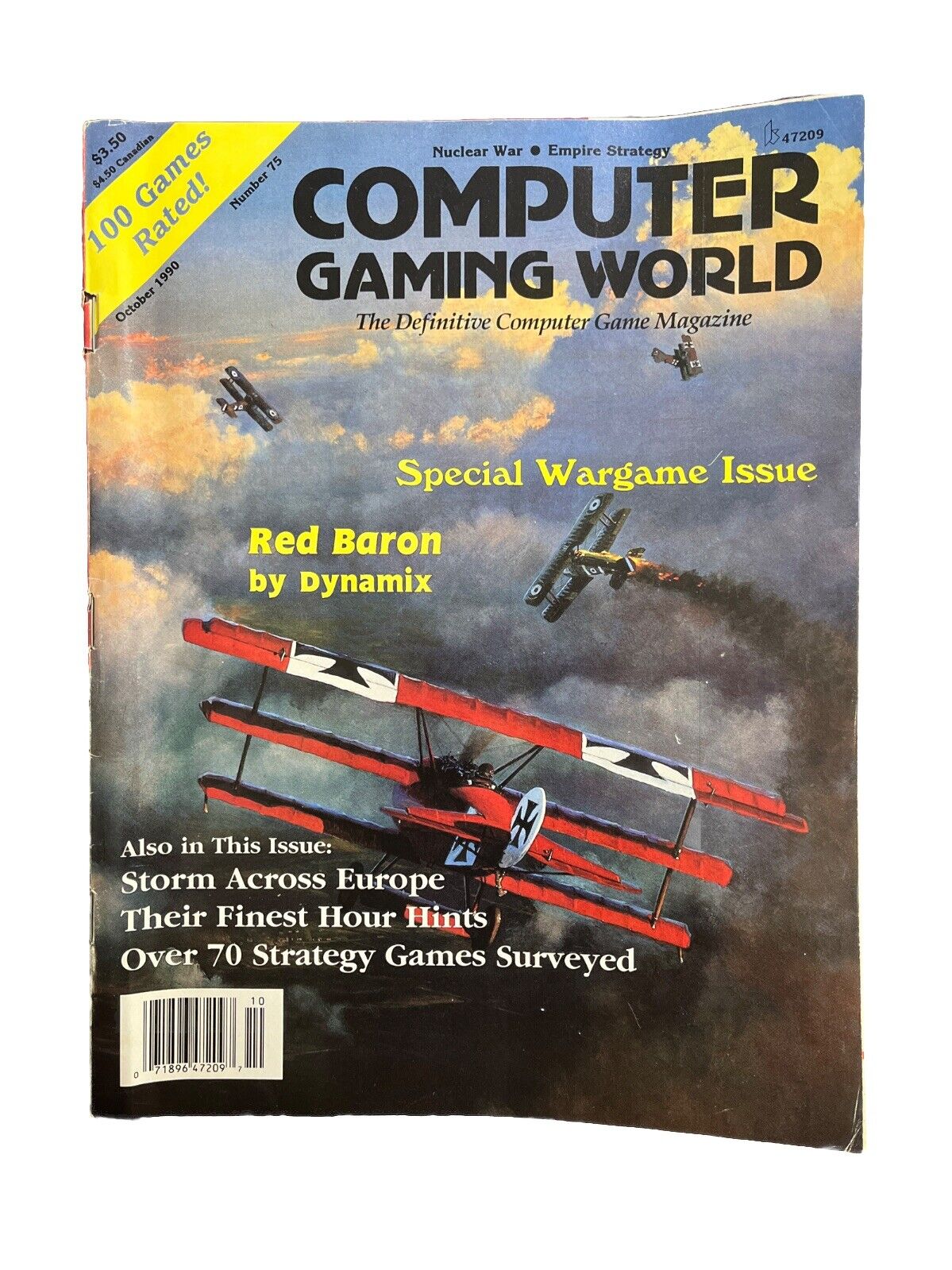 Computer Gaming World Strategy Magazine #75 Oct 1990 Red Baron By Dynamix