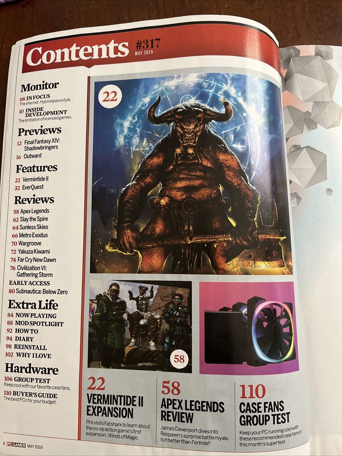 PC Gamer Video Game Magazine Warhammer: Vermintide -Winds of Magic #317 MAY 2019