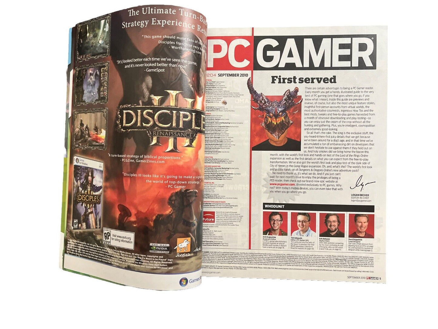 September 2010 PC Gamer #204 Video Game Magazine - World Of Warcraft - Demo Disc