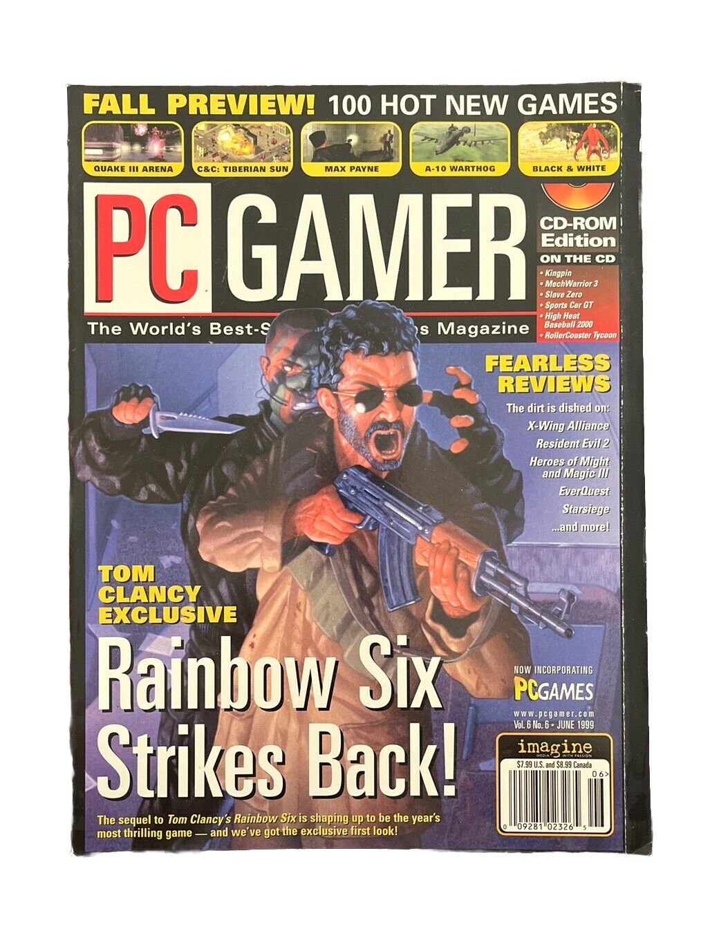 Vintage PC GAMER Magazine Vol.6 No.6 June 1999 - Rainbow Six Strikes Back!