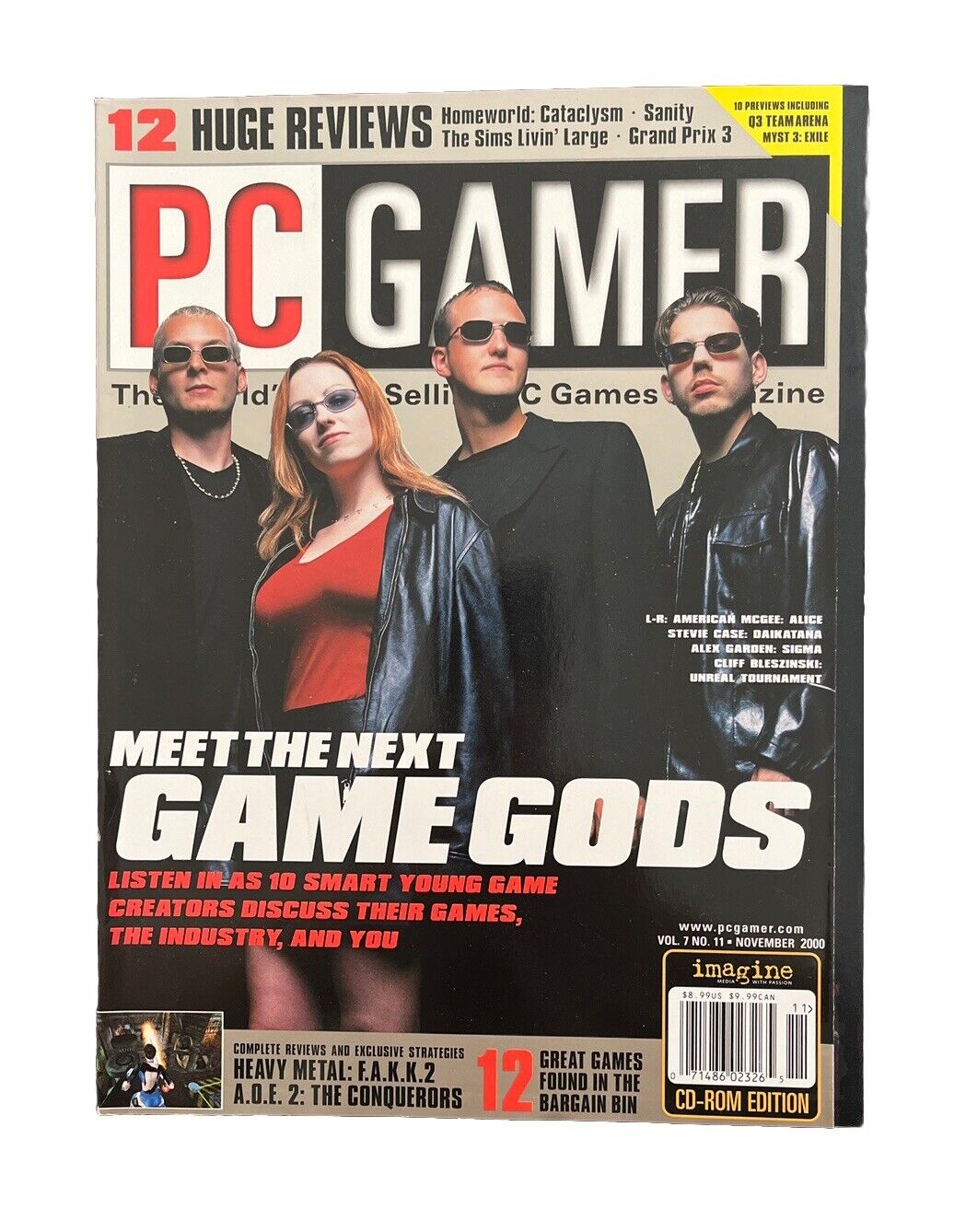 Vintage PC GAMER Magazine Vol.7 No.11 Nov 2000 - Meet The Next Game Gods