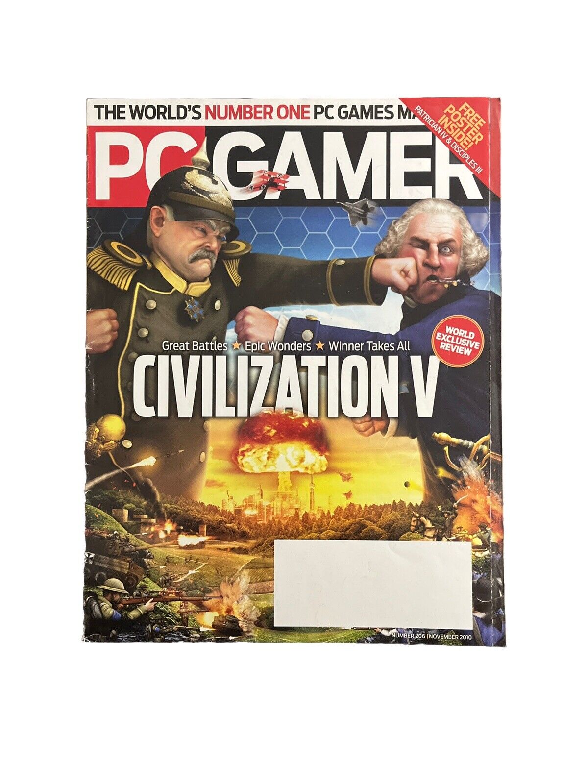 NOVEMBER 2010 #206 PC GAMER Computer game magazine -CIVILIZATION V - Demo Disc