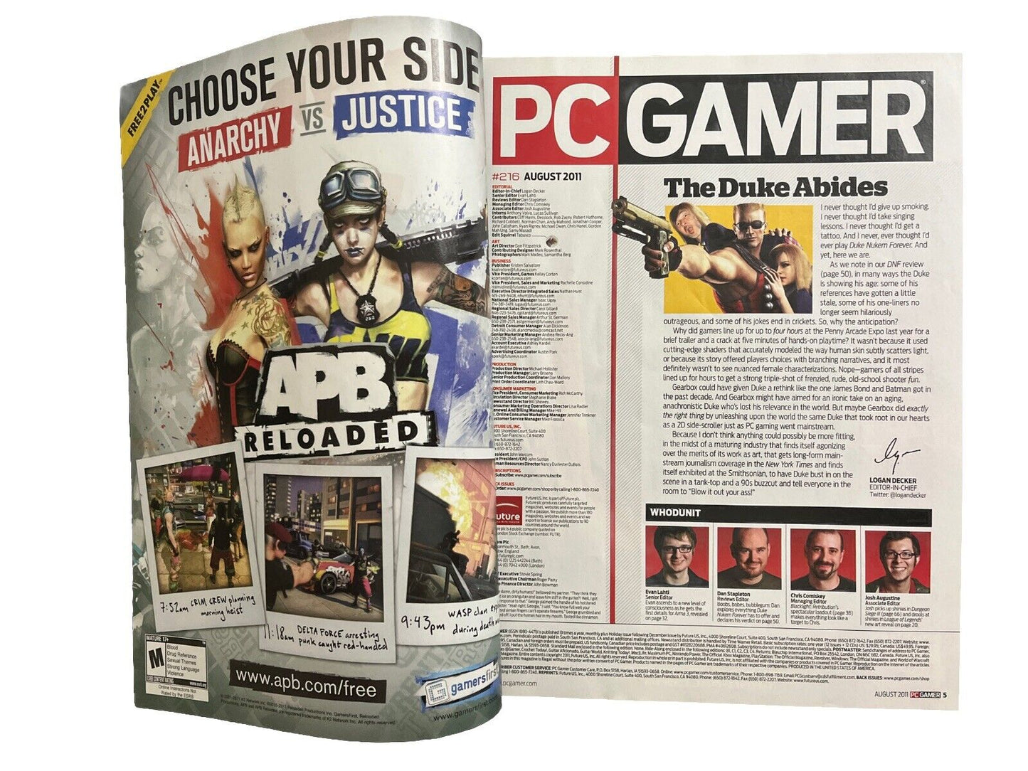 August 2011 PC Gamer #216 Vintage Computer Video Game Magazine - Duke Reviewed