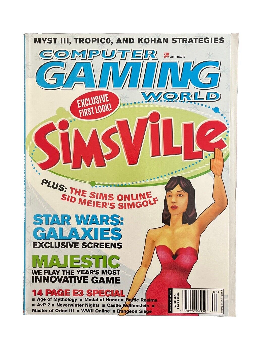 Collectable Vintage Computer Gaming World Magazine #205 August 2001 - Simsville