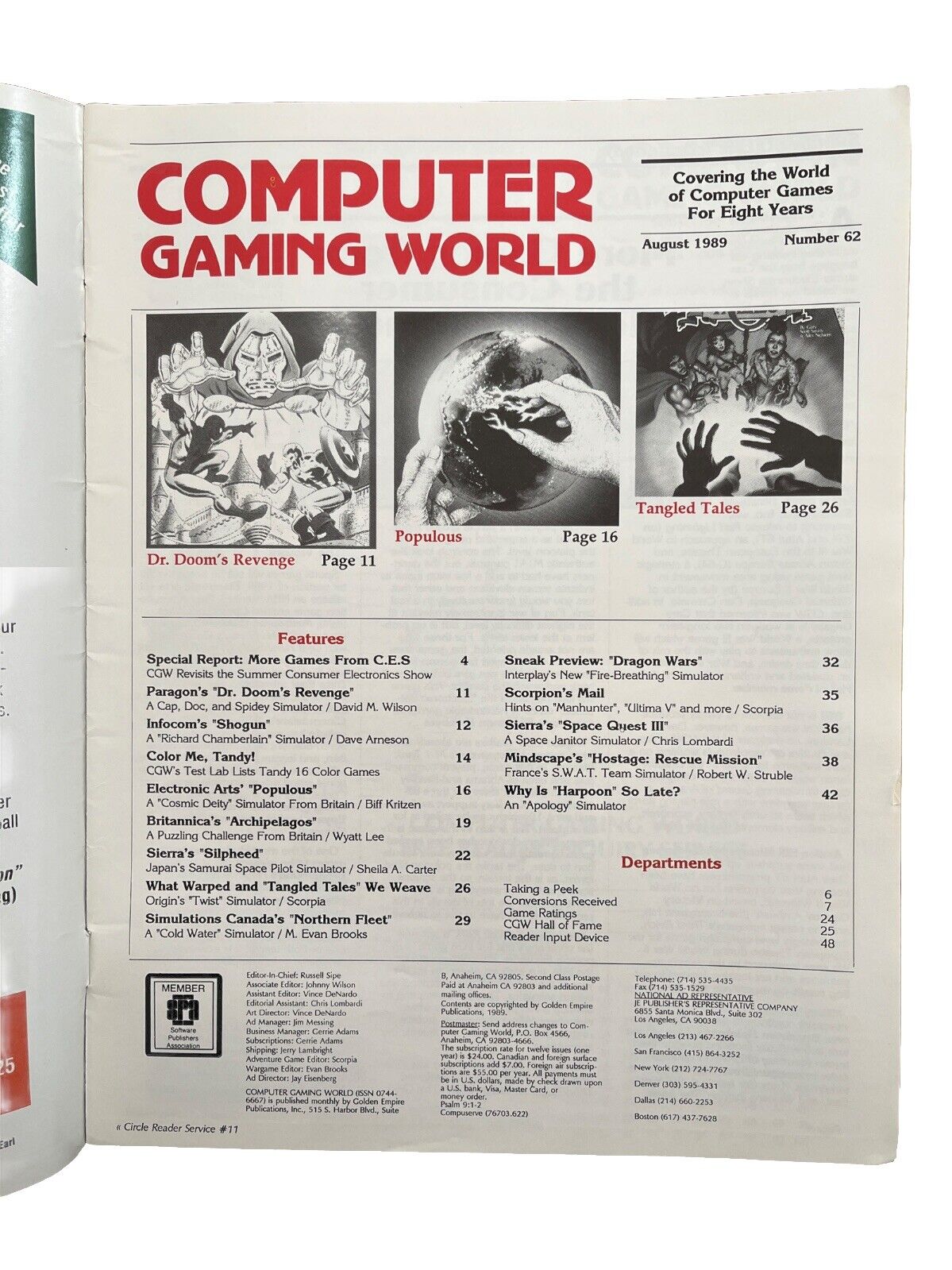 Computer Gaming World Magazine #62 EA’s Populous / Interplay’s Dragon Wars