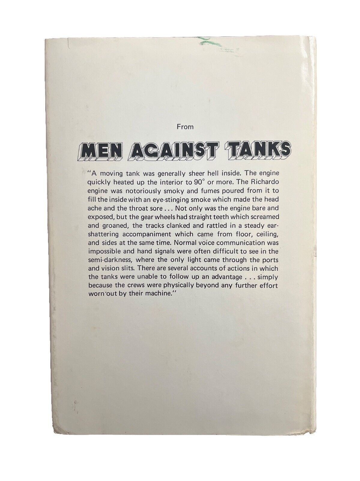 MEN AGAINST TANKS by John Weeks (1975) HC/DJ A History of Anti-Tank Warfare