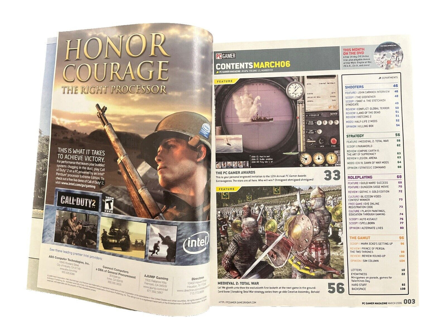 MARCH 2006 PC GAMER #147a Antique video game magazine - MEDIEVAL 2: TOTAL WAR