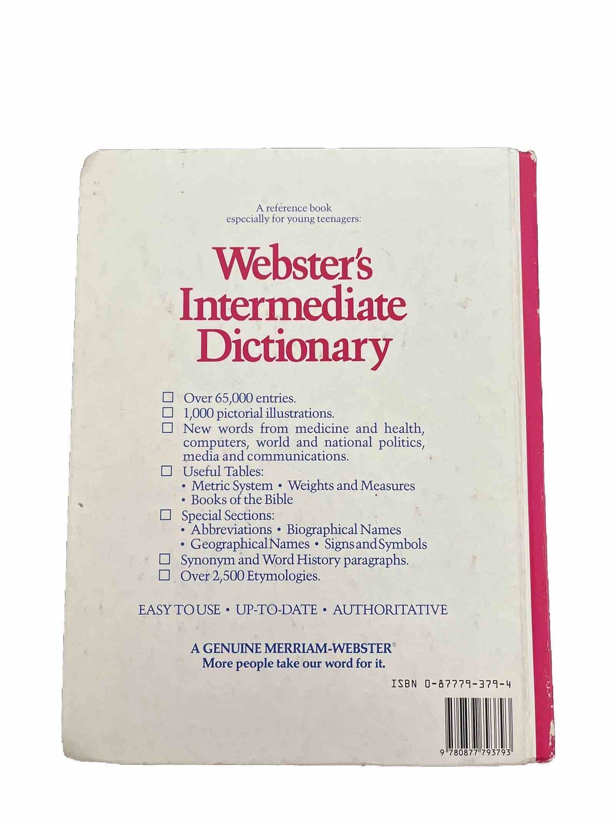 Merriam-Webster's Intermediate Dictionary 1986