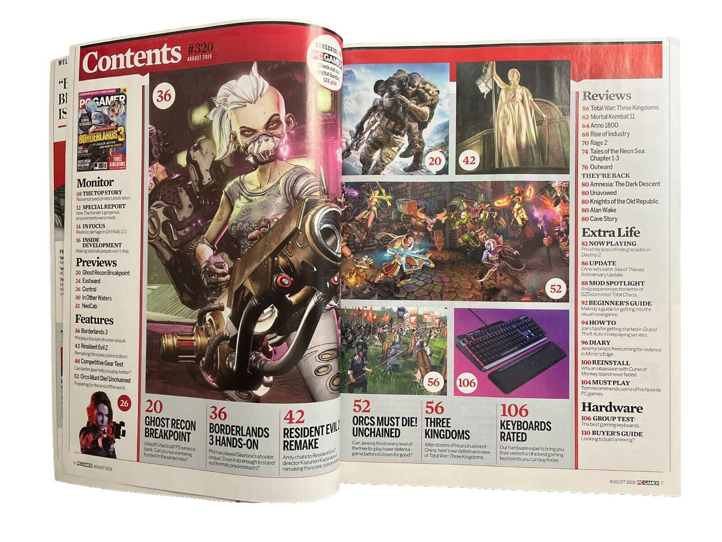 PC Gamer Computer Video Game Magazine Issue 320 August 2019 Borderlands 3