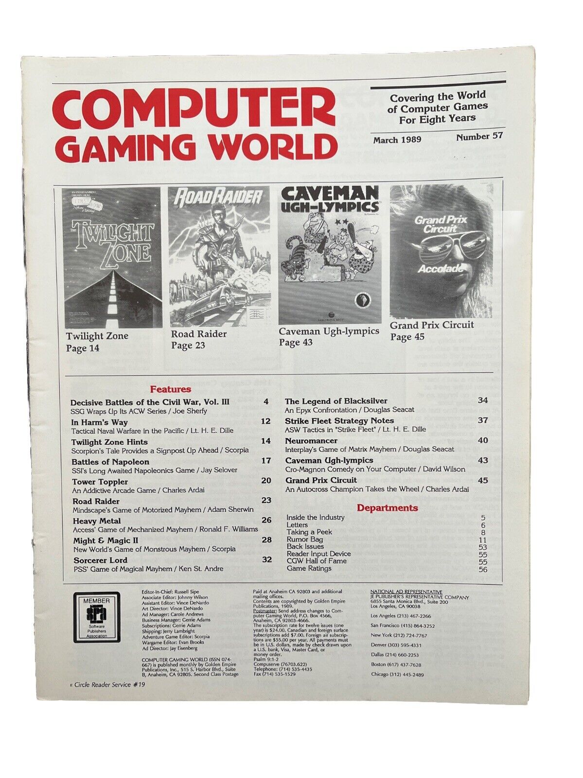 Computer Gaming World Adventure Games Magazine #64 1989 Special Football Issue