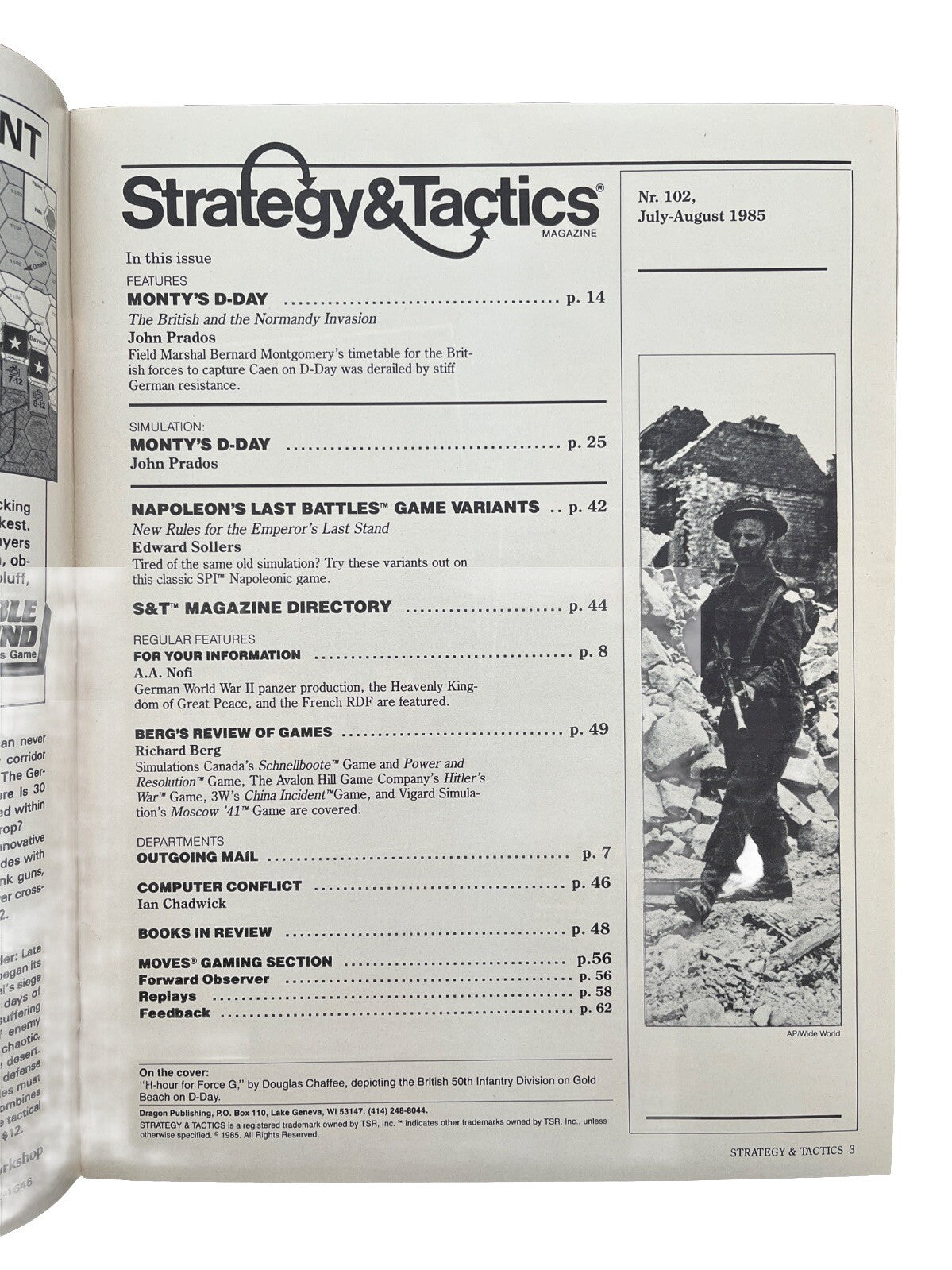 Strategy & Tactics Historical Military War Game Magazine #102 Monty’s D-Day