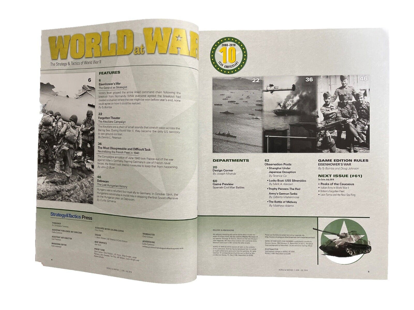 World At War Magazine With Complete Game #60 Jun-Jul 2018 Eisenhower's War (UNP)