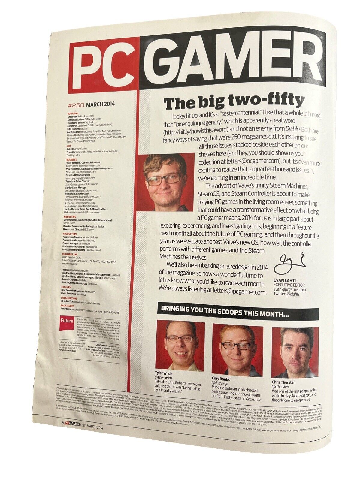 PC GAMER Computer Video Game Magazine MARCH 2014 #250 The Greatest Games Of 2014