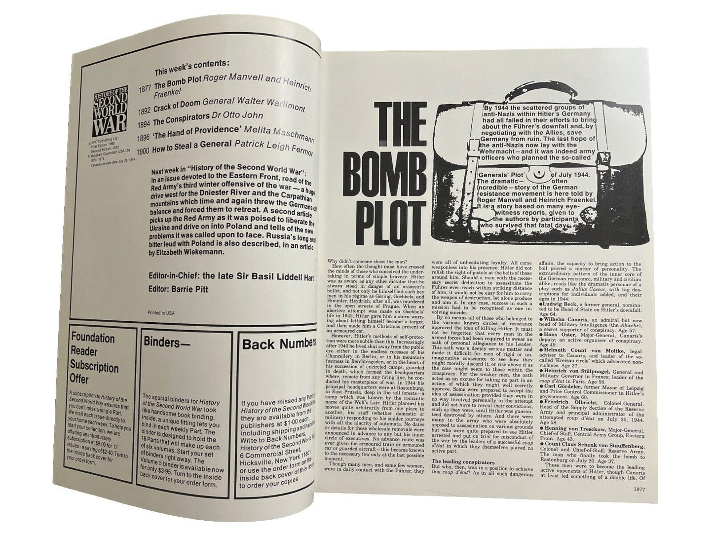 History of the Second World War Collectable Magazine Part 68 1974 The Bomb Plot