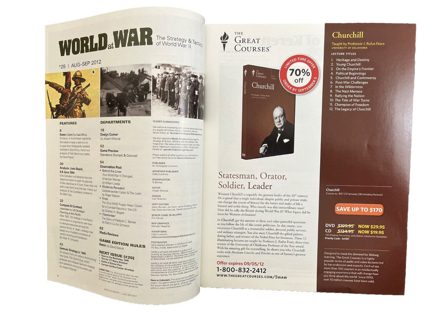 World At War Magazine #25 With Historical Tabletop Game Keren - East Africa 1941