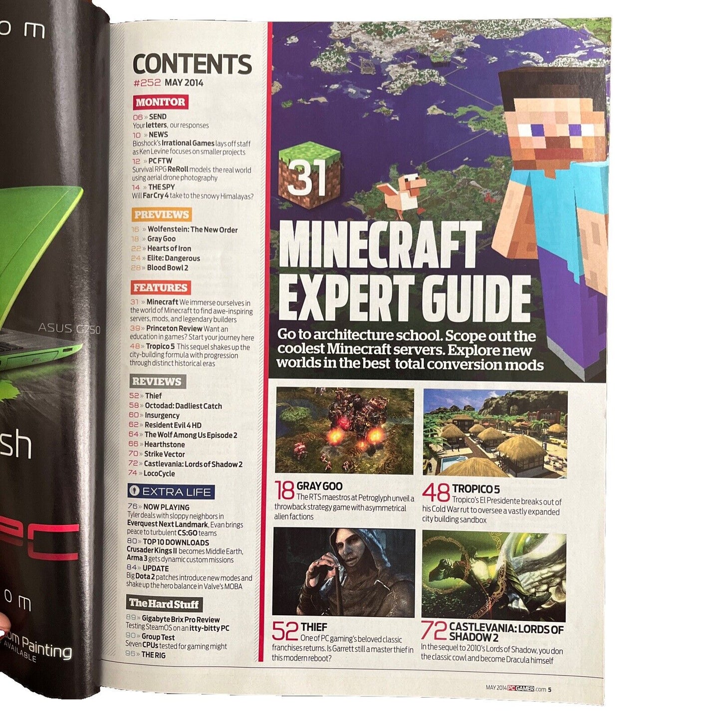 MAY 2014 PC GAMER #252 Online Offline Computer video game magazine - MINECRAFT