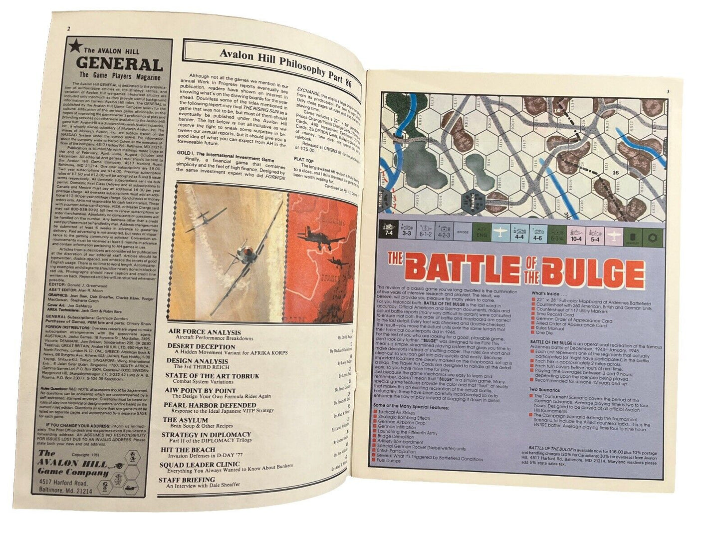 Vintage July-August 1981 The General War Game Magazine Avalon Hill Vol 18 #2