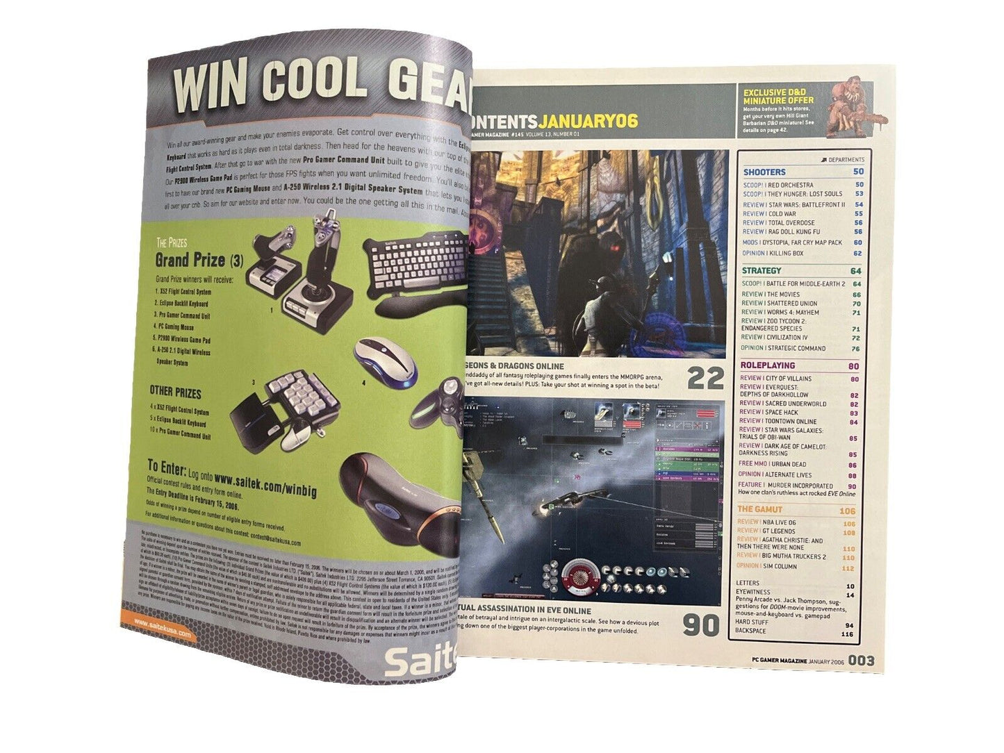 January 2006 PC Gamer #145 Antique Computer Video Game Magazine - D&D Online