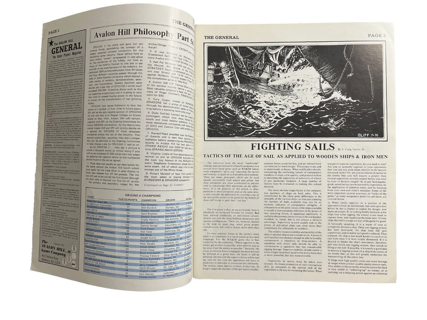 Avalon Hill: The General Collectable Vintage Magazine Vol 13 #2 Fighting Sails