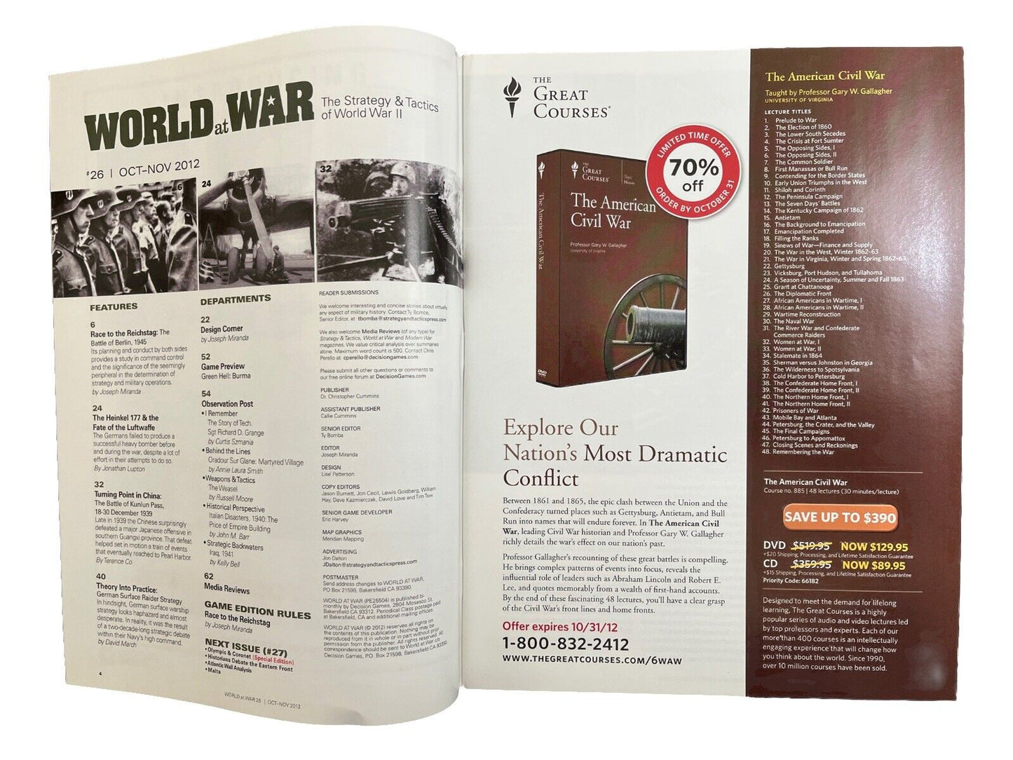 World at War Magazine #26 with Historical Board Game -Race to the Reichstag 1945