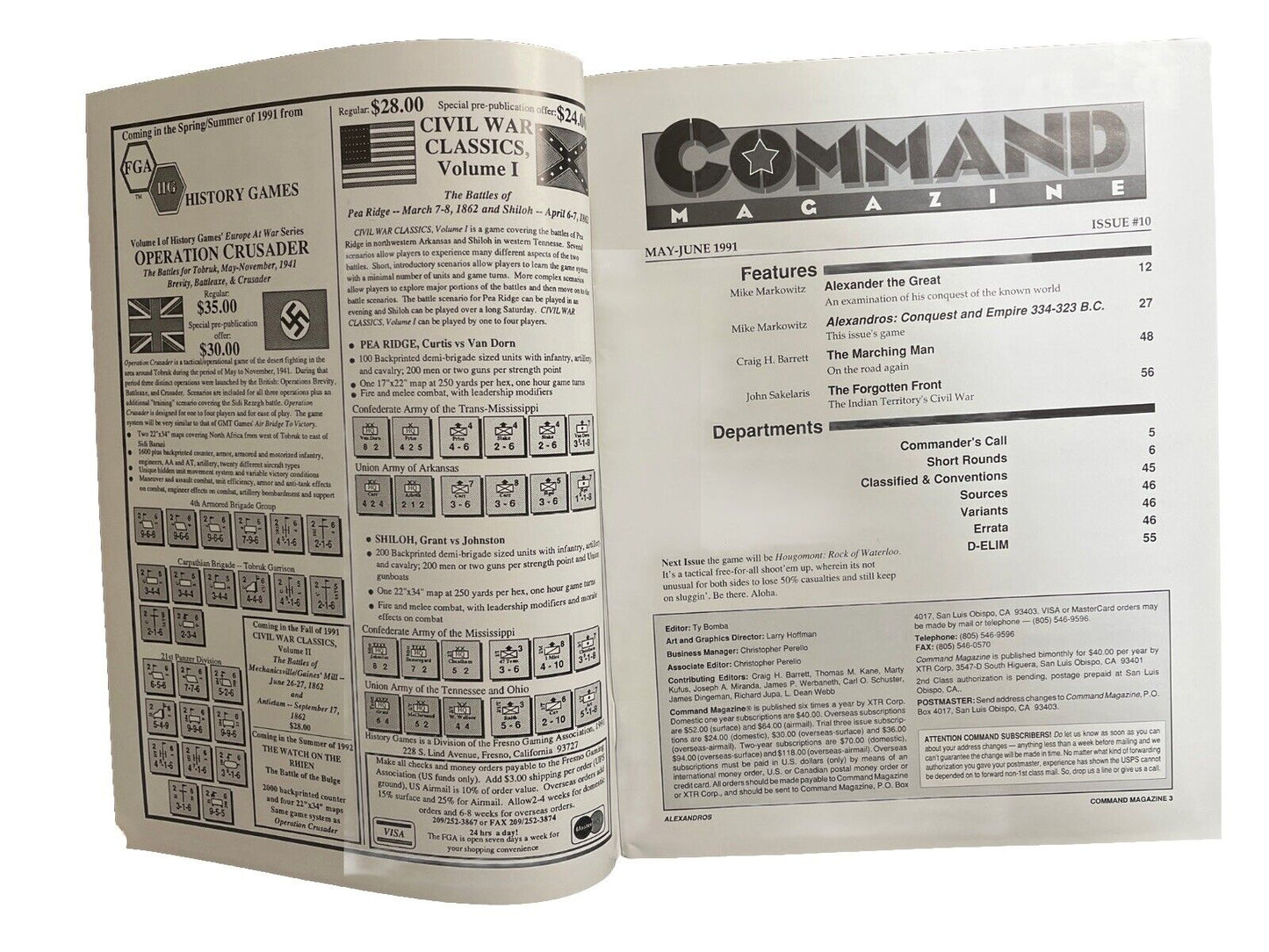 XTR Vintage Collectable Command Wargame Magazine #10 May-June 1991 - Alexandros