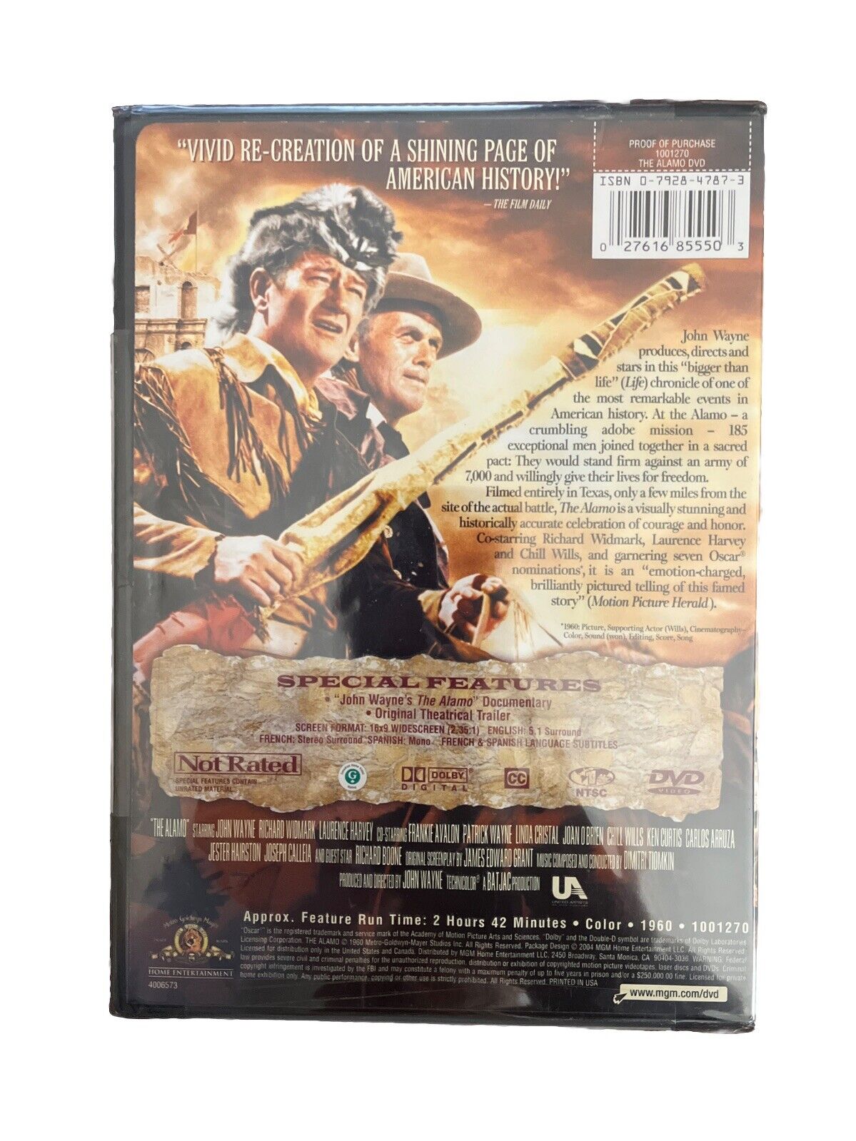 The Alamo (DVD, 2000, Widescreen) NEW, SEALED,. John Wayne, Chill Wills
