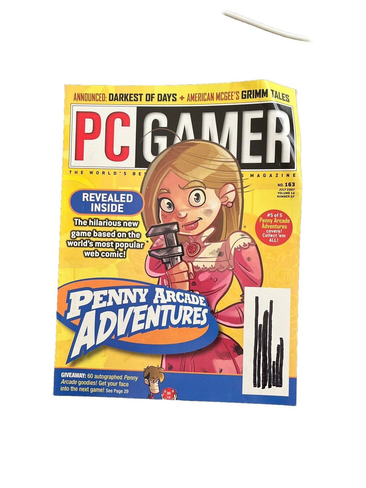 PC Gamer #163 July 2007 Video Game Magazine Penny Arcade Adventures N Demo Disc