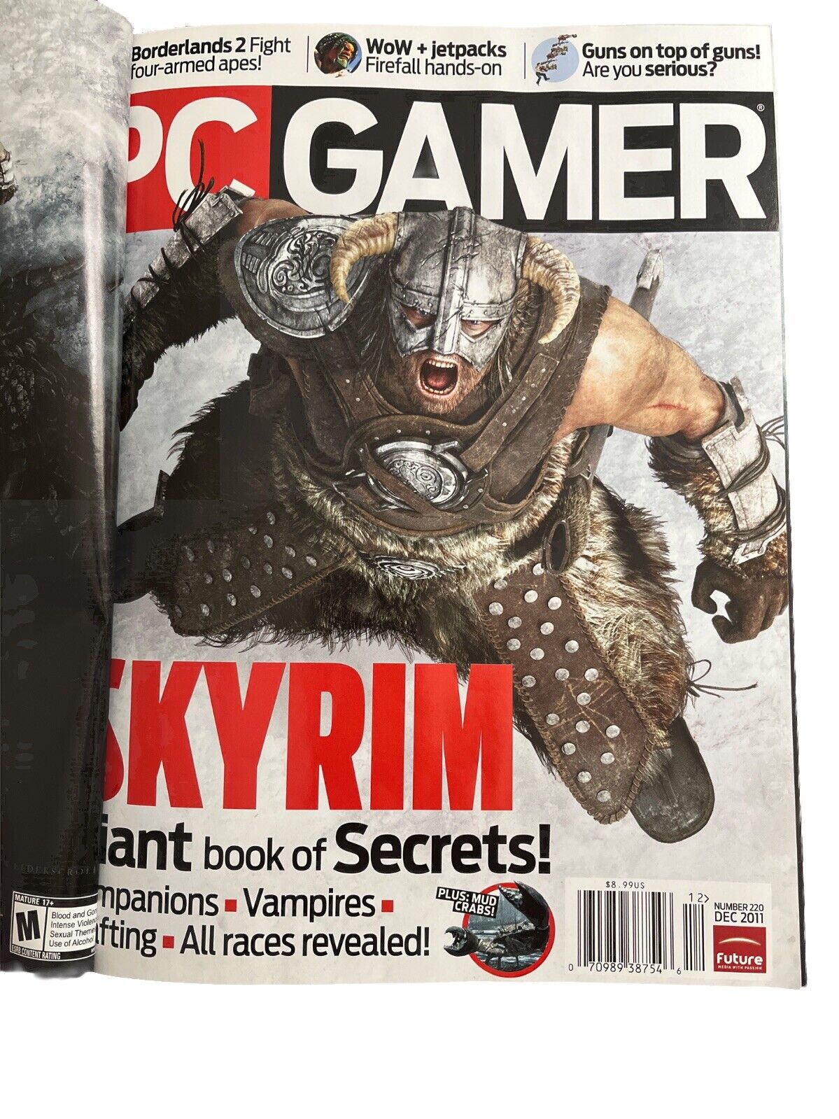 PC Gamer Vintage Computer Video Game Magazine #220 December 2011 Skyrim