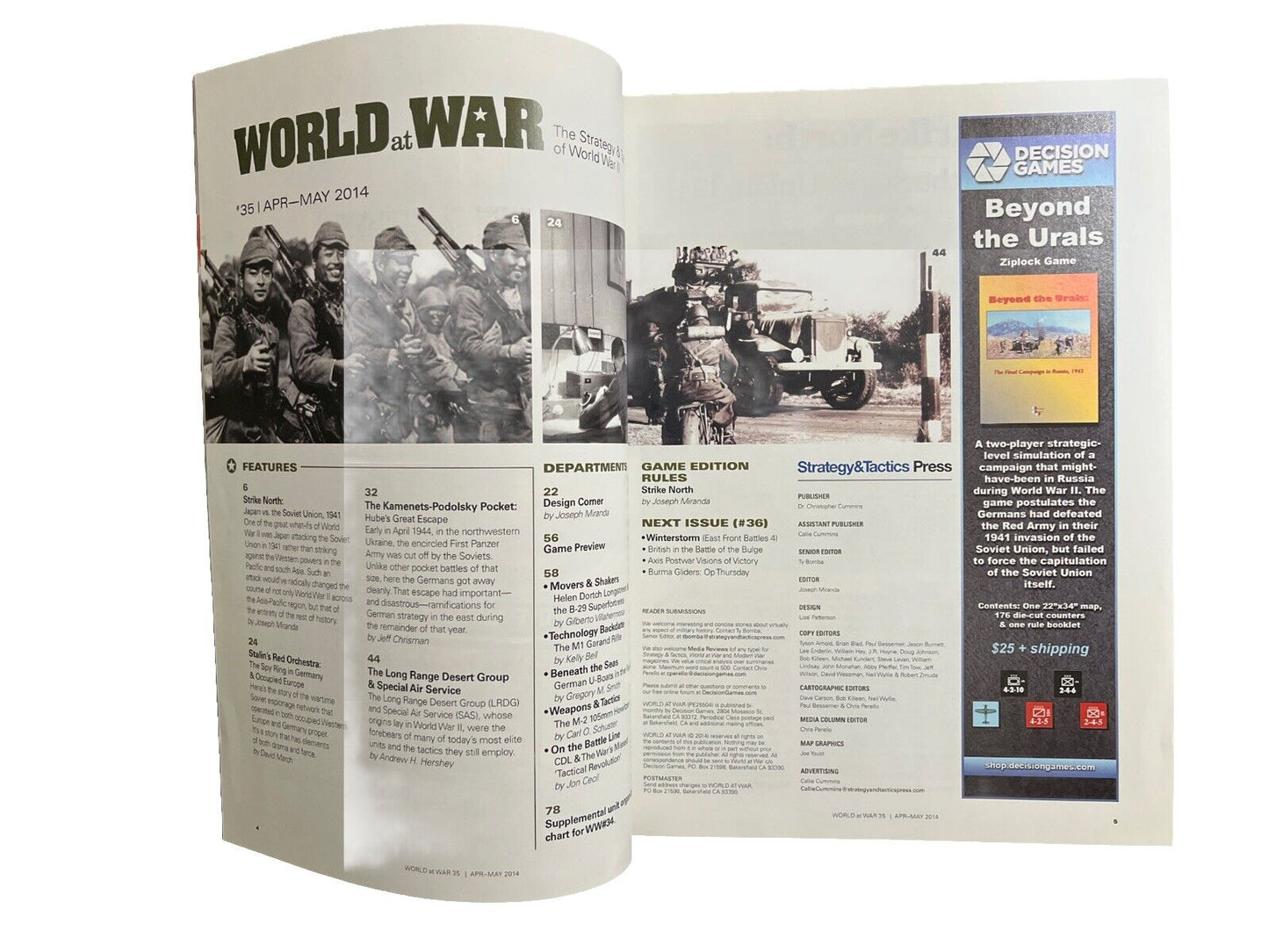 World at War Magazine #35 With Historical Military Board Game - Strike North