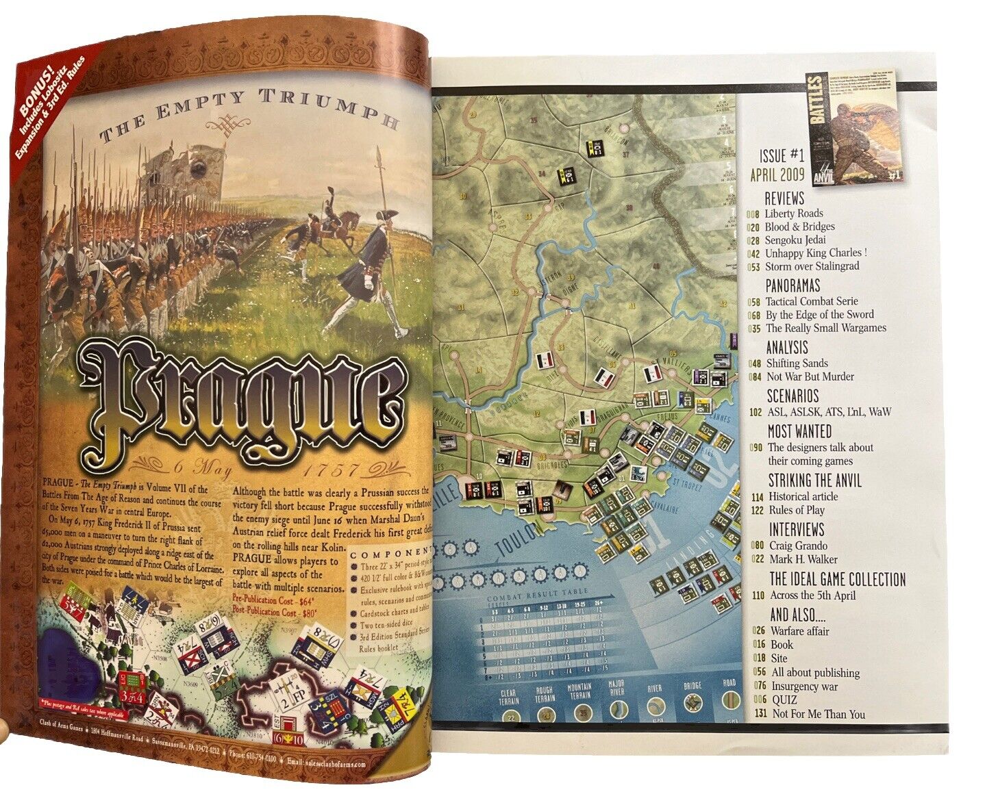 Battles Wargame Magazine #1 With Military History Board Game -Striking the Anvil