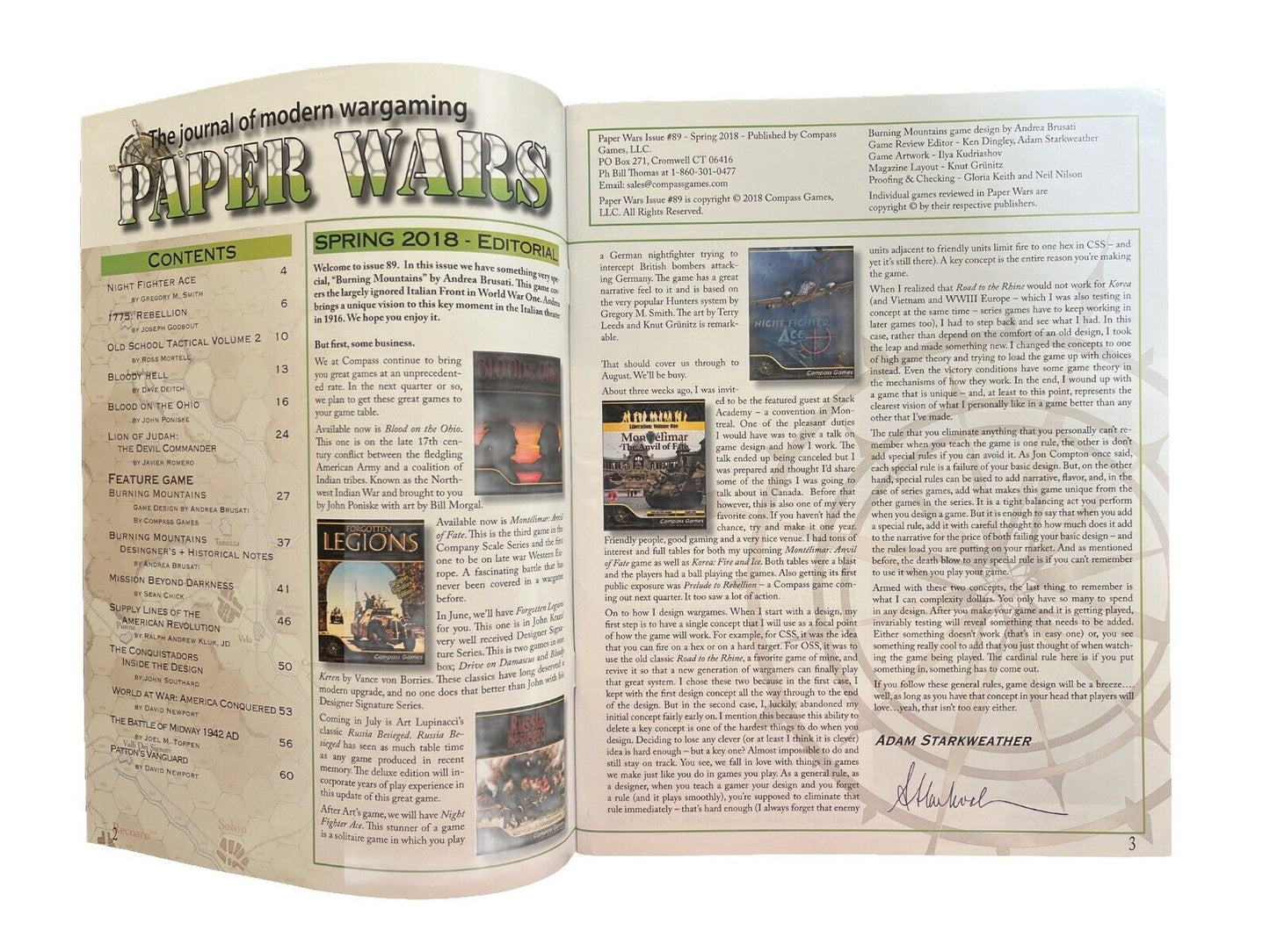 Compass Paper Wars Magazine #89 With Complete War Game - Burning Mountains 1916