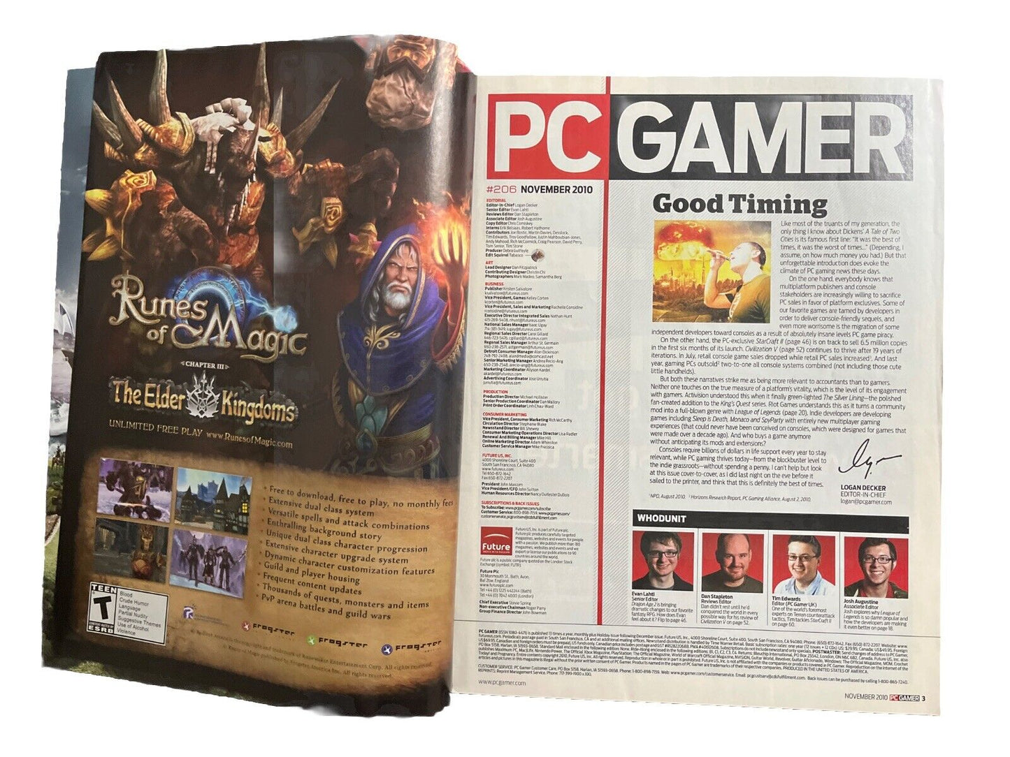 NOVEMBER 2010 #206 PC GAMER Computer game magazine -CIVILIZATION V - Demo Disc