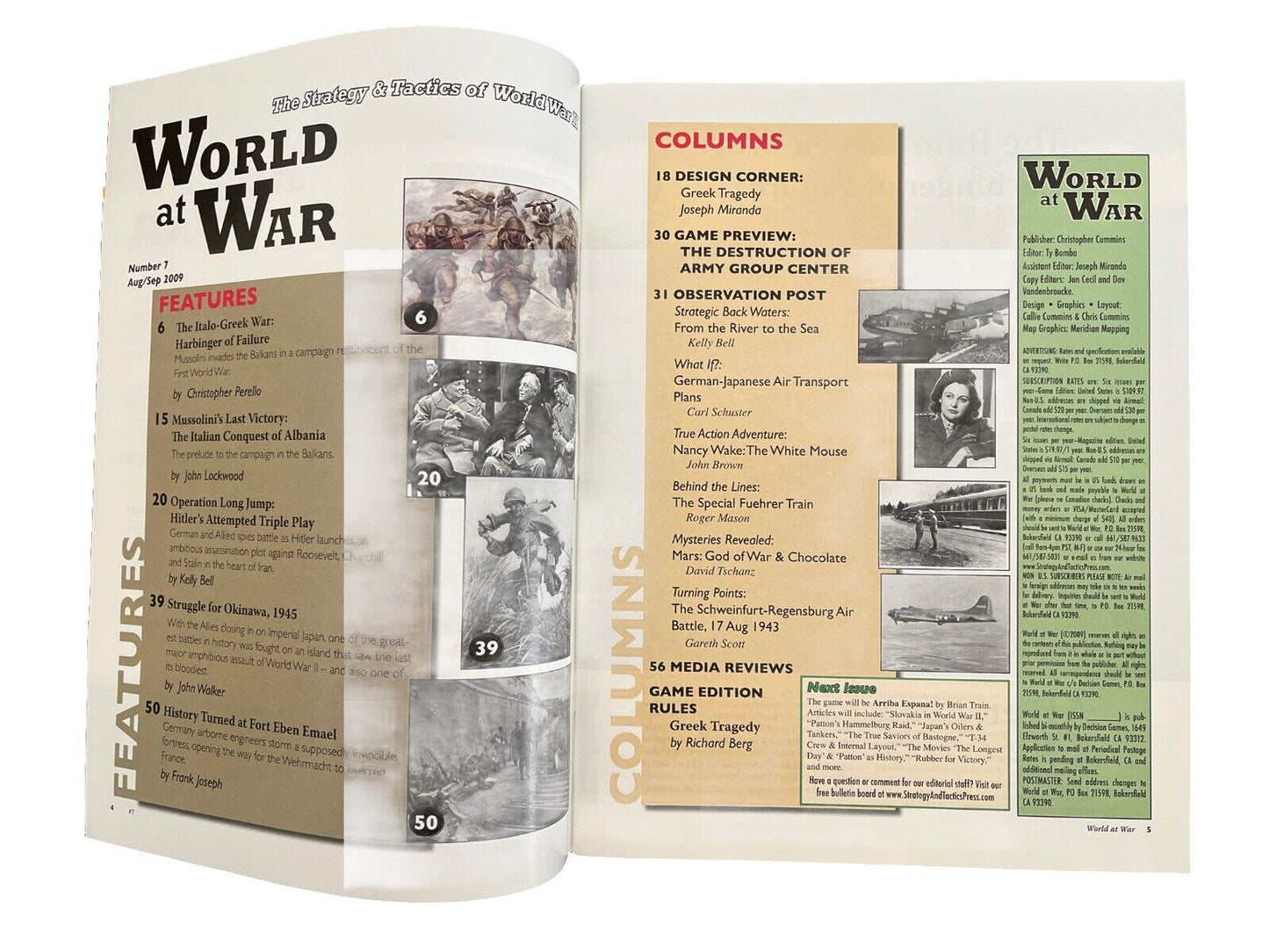 World At War Mag #7 And Military History Board Game - Mussolini Strikes 1940