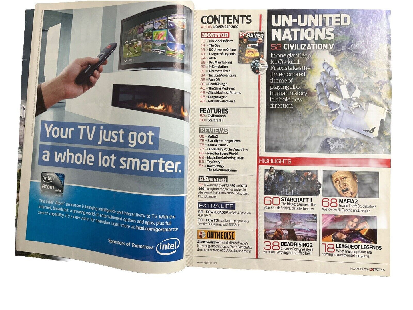 NOVEMBER 2010 #206 PC GAMER Computer game magazine -CIVILIZATION V - Demo Disc