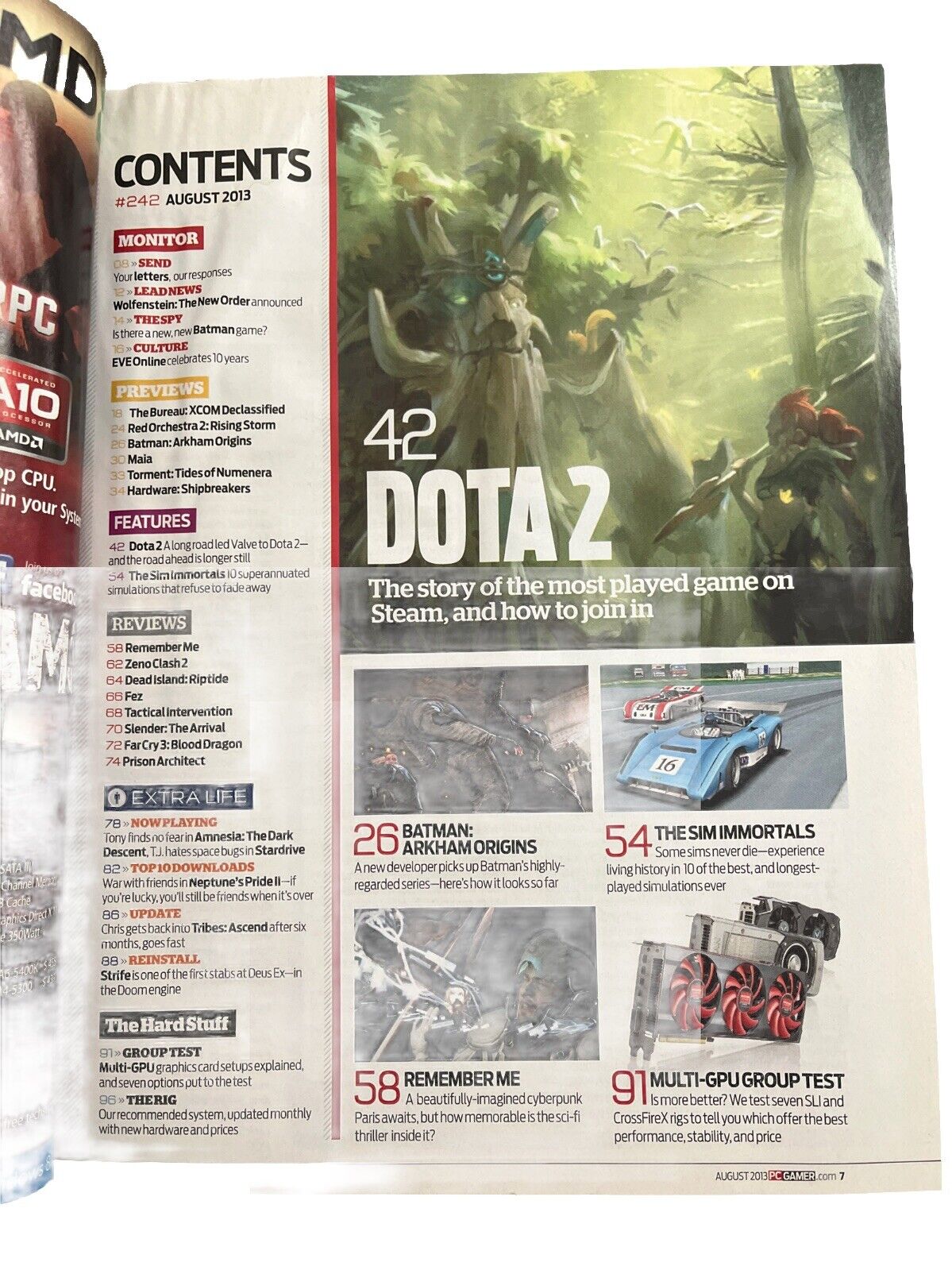 AUGUST 2013 #242 PC GAMER Antique Computer video game magazine - DOTA 2