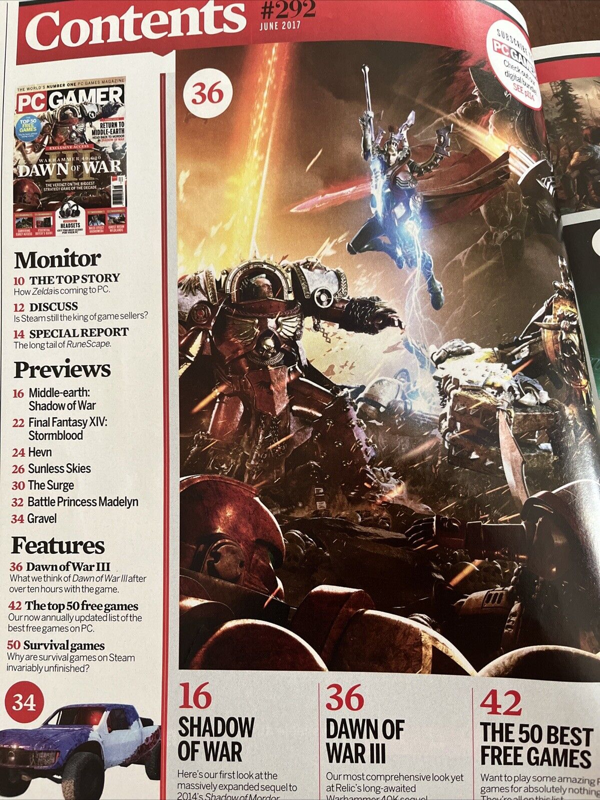 JUNE 2017 #292 PC GAMER video game magazine - DAWN OF WAR - WARHAMMER 40,000