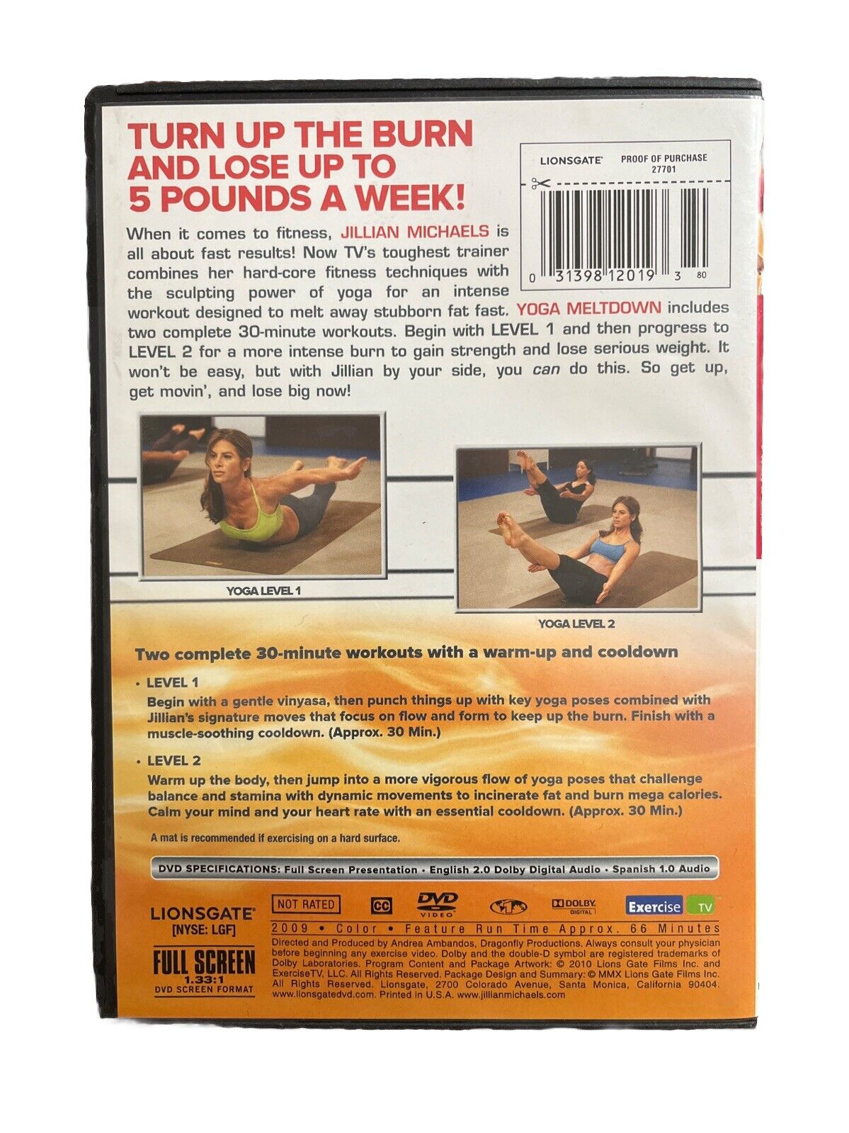 Classic Yoga Learning Class Video Jillian Michaels: Yoga Meltdown - DVD