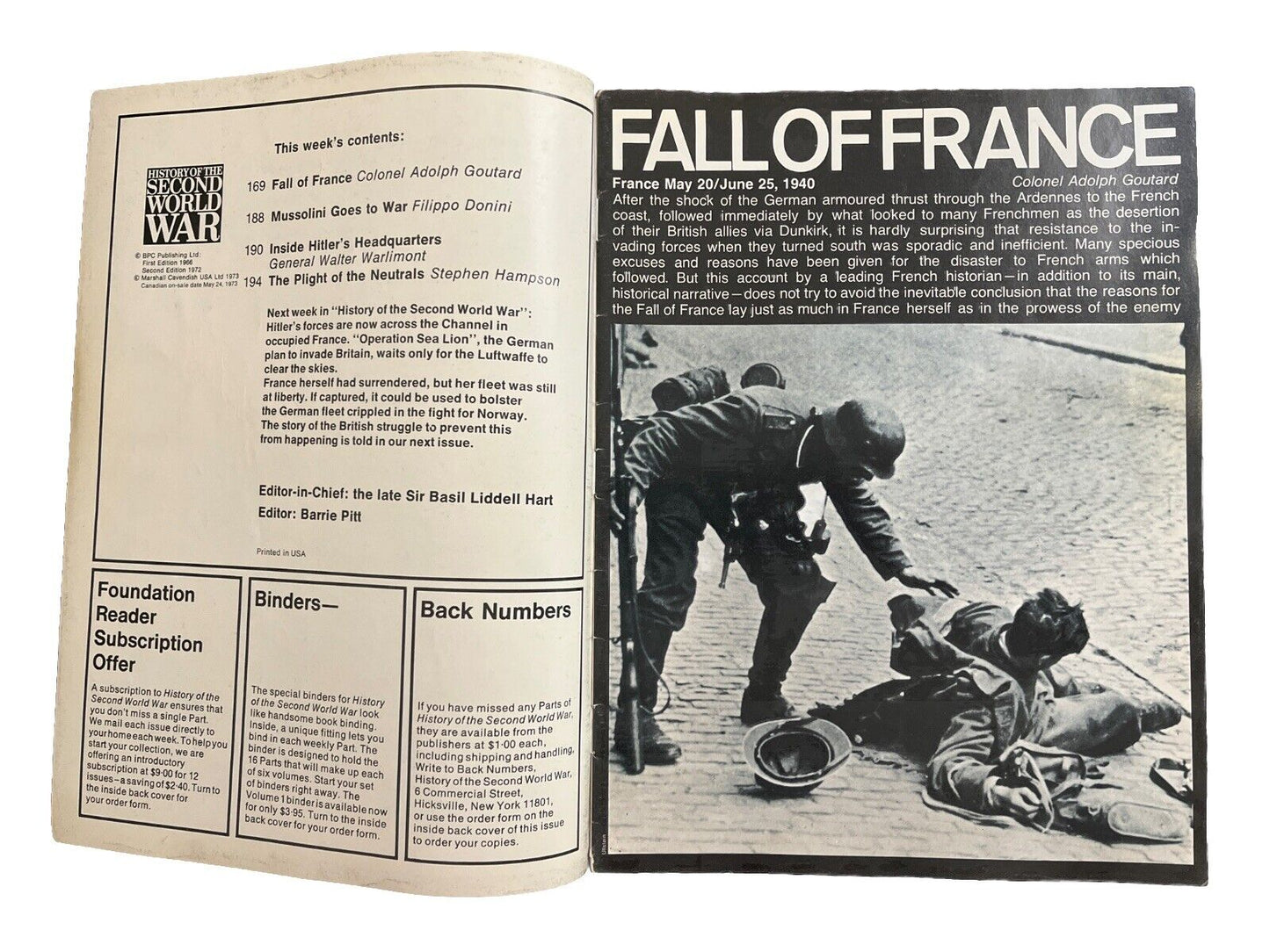 History of the Second World War Antique Magazine Part 7 The Fall Of France 1973