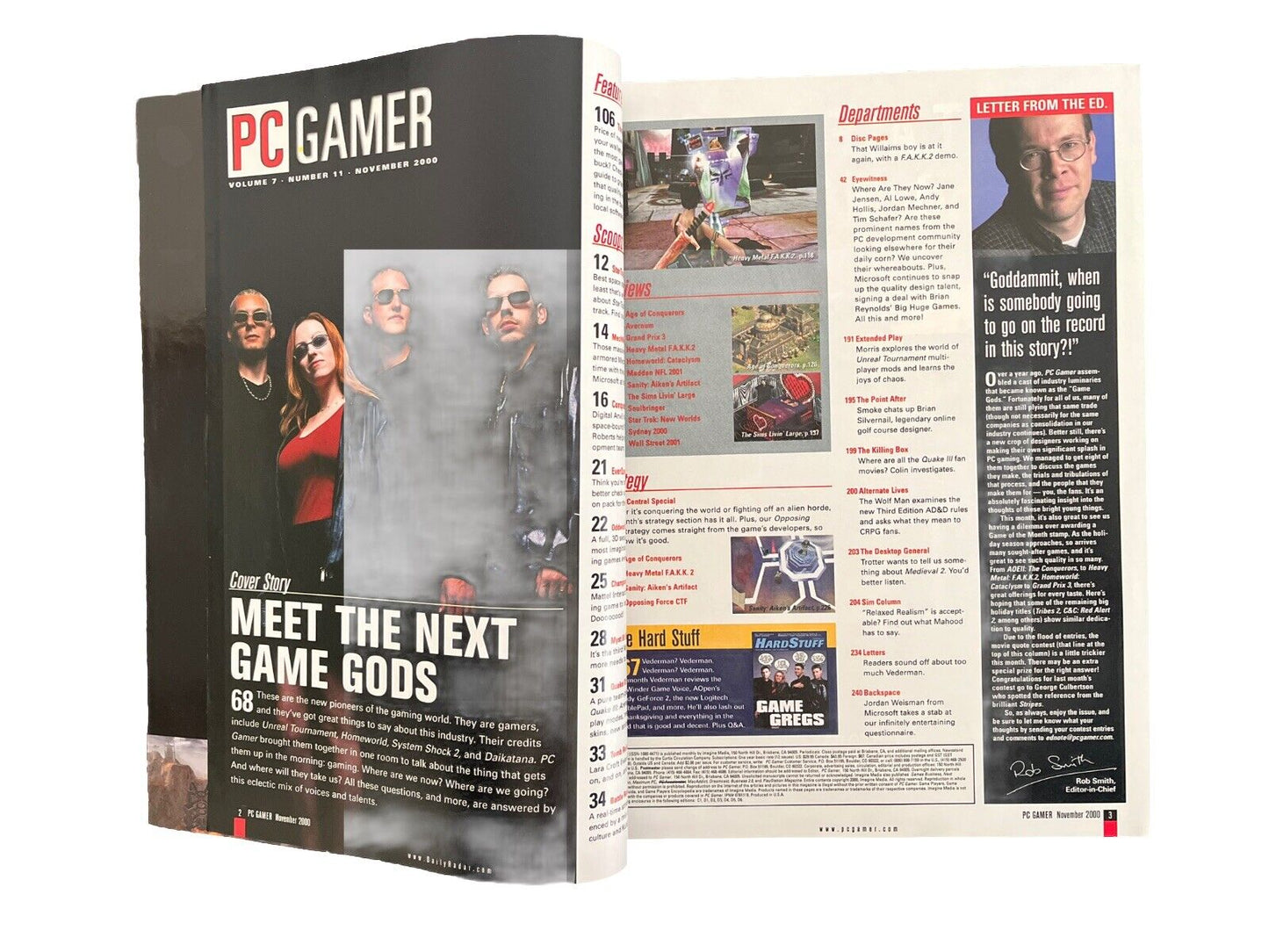 Vintage PC GAMER Magazine Vol.7 No.11 Nov 2000 - Meet The Next Game Gods